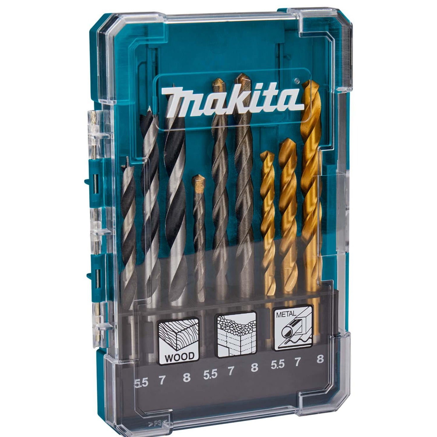 Set Brocas Para Madera/Metal /Concreto (5.5 - 8) 9 Pzas - Makita - Herram.cl