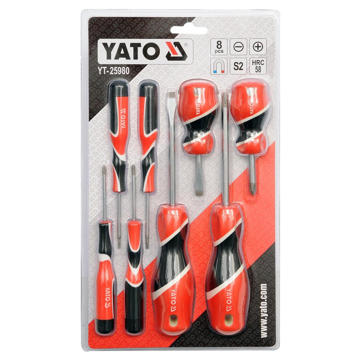 Juego 8 Destornilladores Yato YT-25980 Planos Phillips S2 - Herram.cl