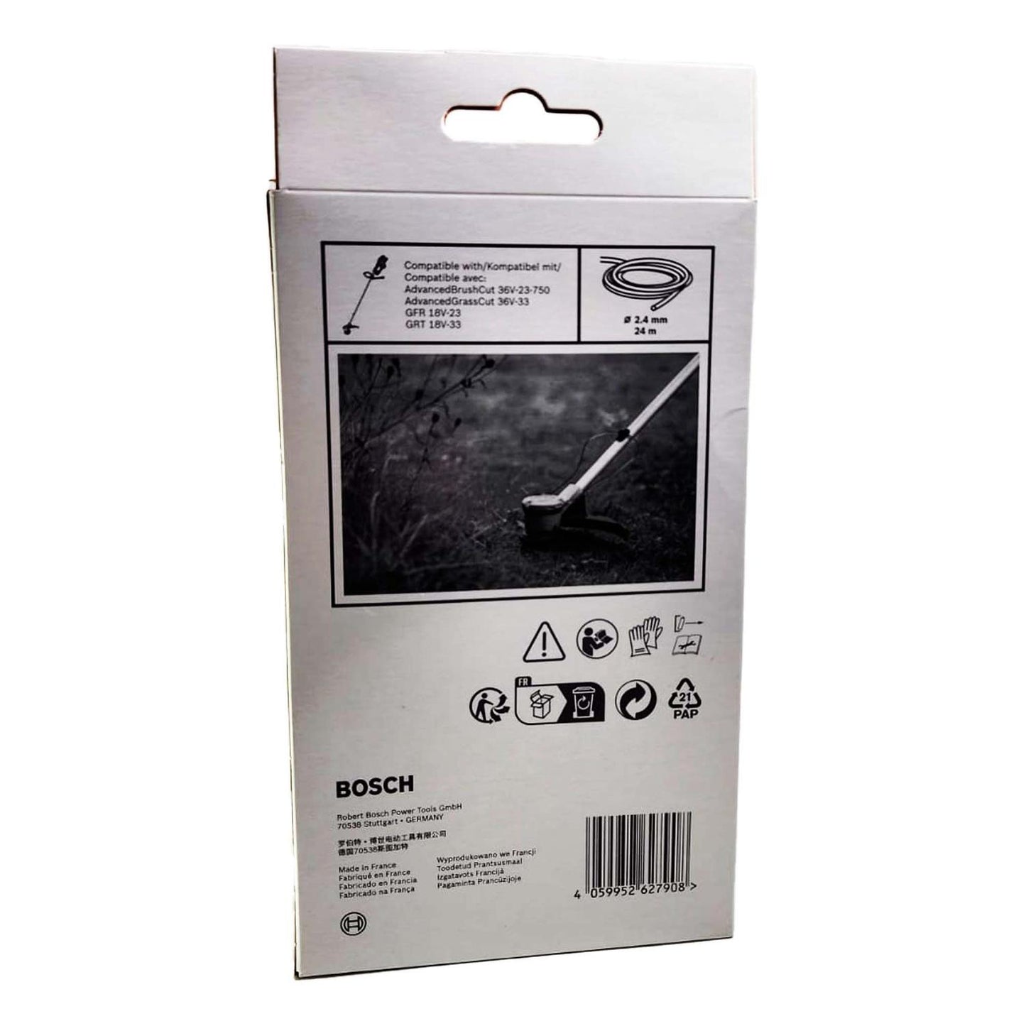 Hilo Nylon de corte Estriado Ø 2,4mmx24m Naranjo - Bosch - Herram.cl