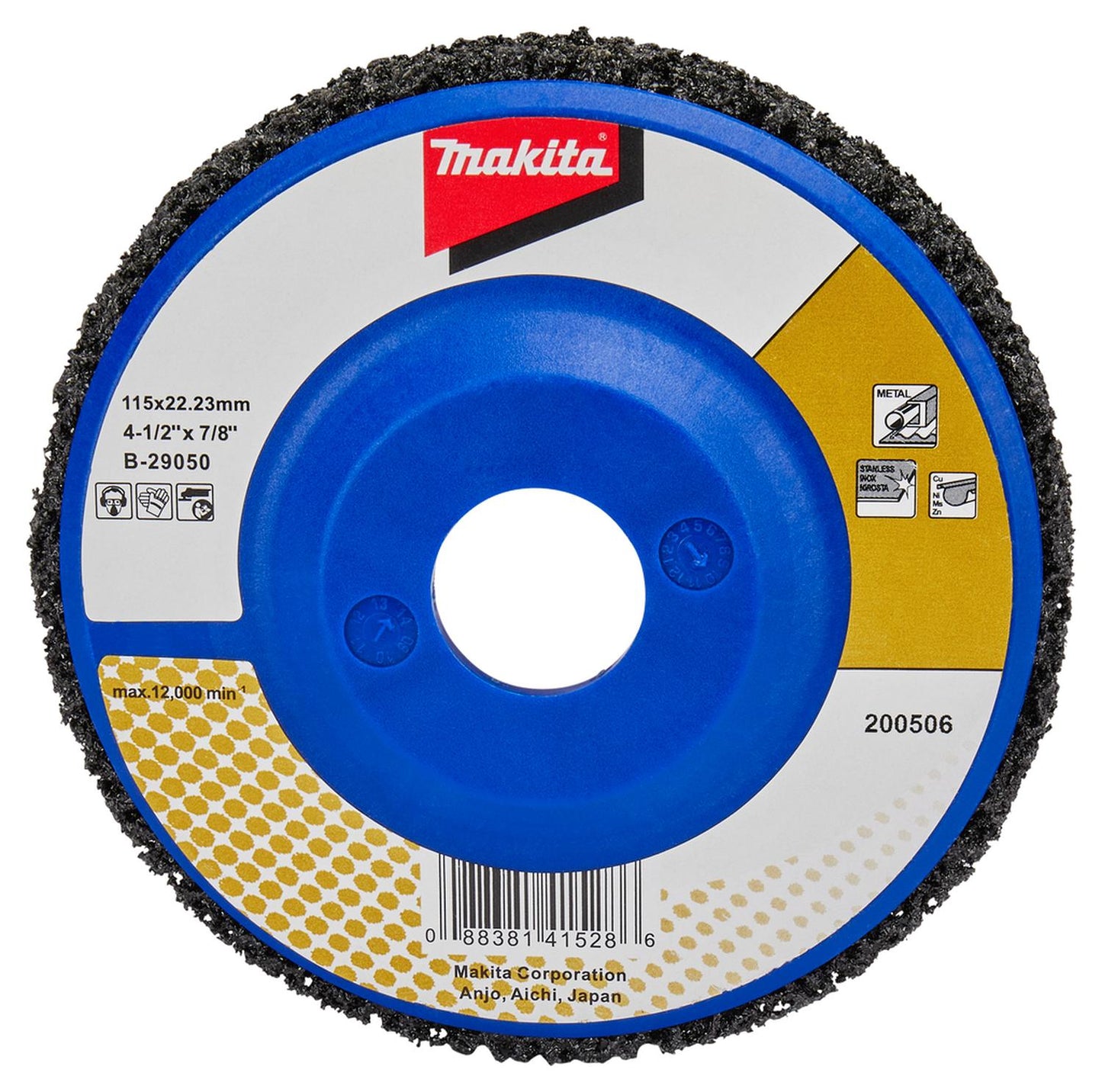 Disco de Limpiaza Negro Respaldo Nylon 4 1/2'' - Makita - Herram.cl