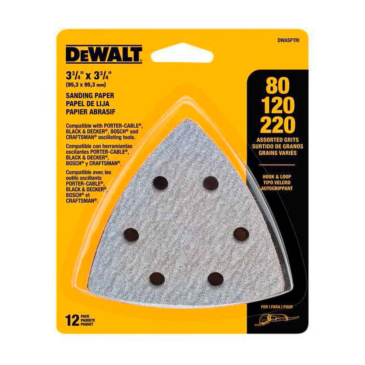 Kit Lijas Multiherramineta Granos 80 - 120 - 220 / 12 Pzas - DeWALT - Herram.cl