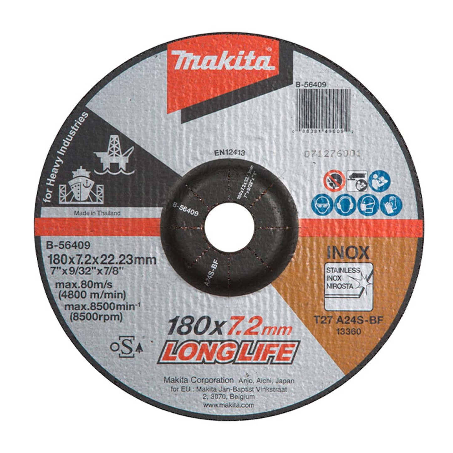 Disco de Desbaste Heavy Industries INOX 7''x7.2mm - Makita - Herram.cl