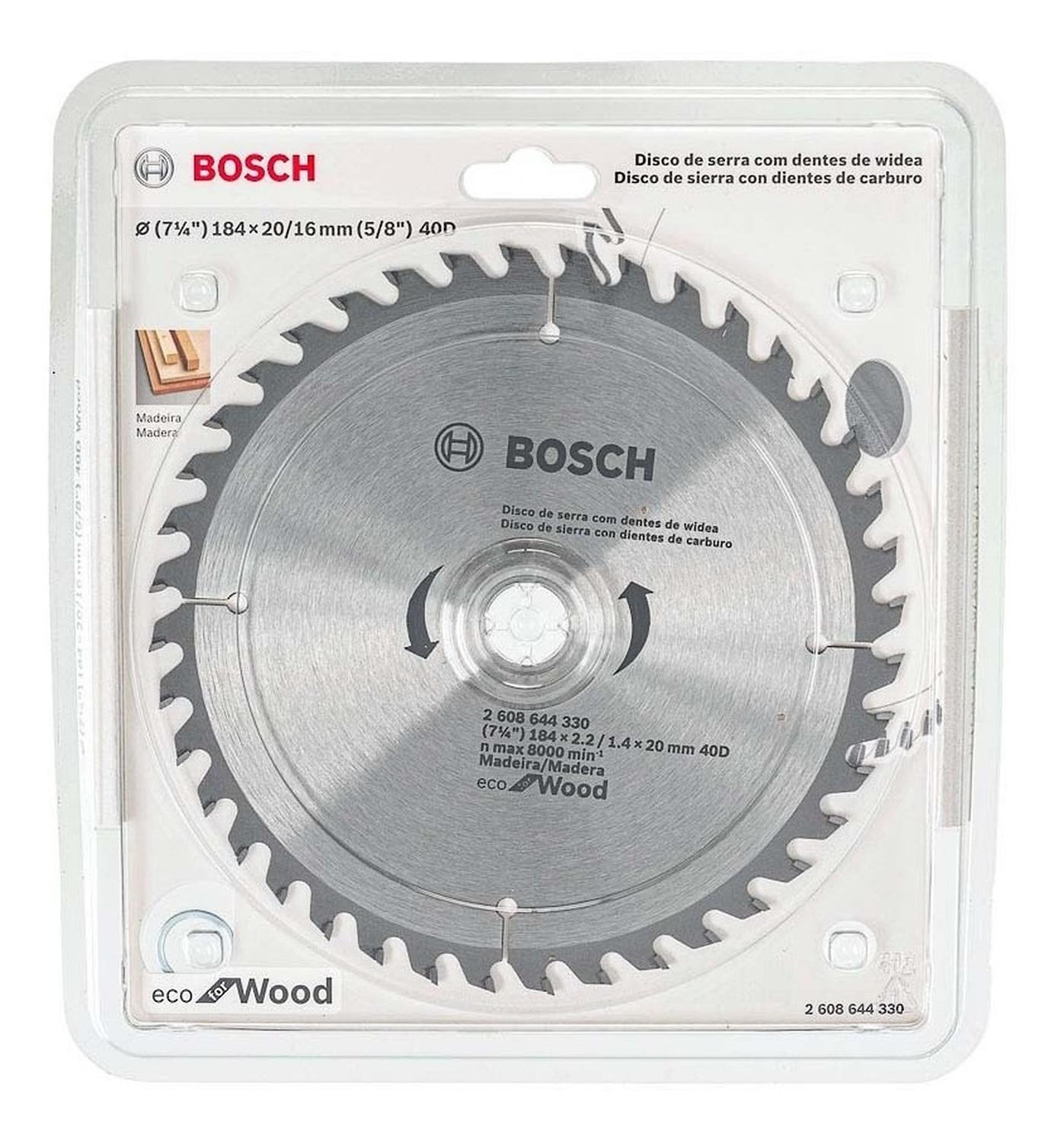 Disco De Sierra Circular Bosch Eco For Wood 7 1/4'' 40 D - Herram.cl