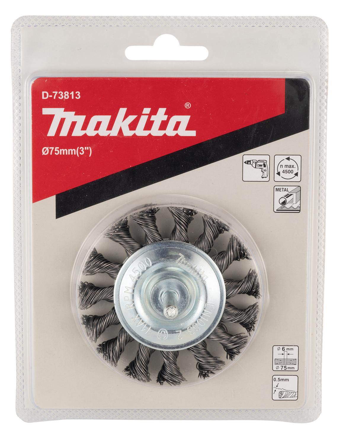 Grata Circular Acero Trenzado 75mm (3'') Toma 1/4'' - Makita - Herram.cl