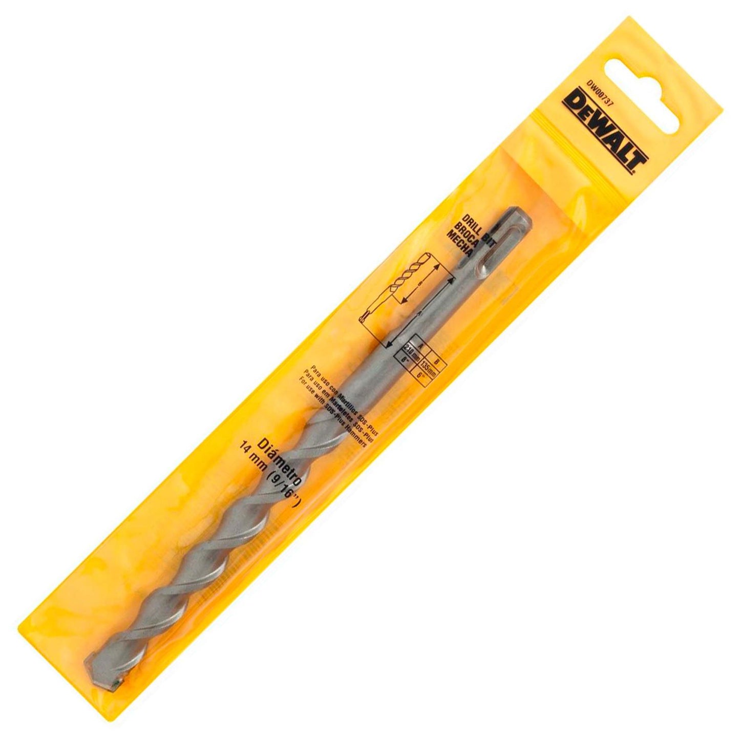 Broca SDS - Plus 14x135x210mm - DeWALT - Herram.cl