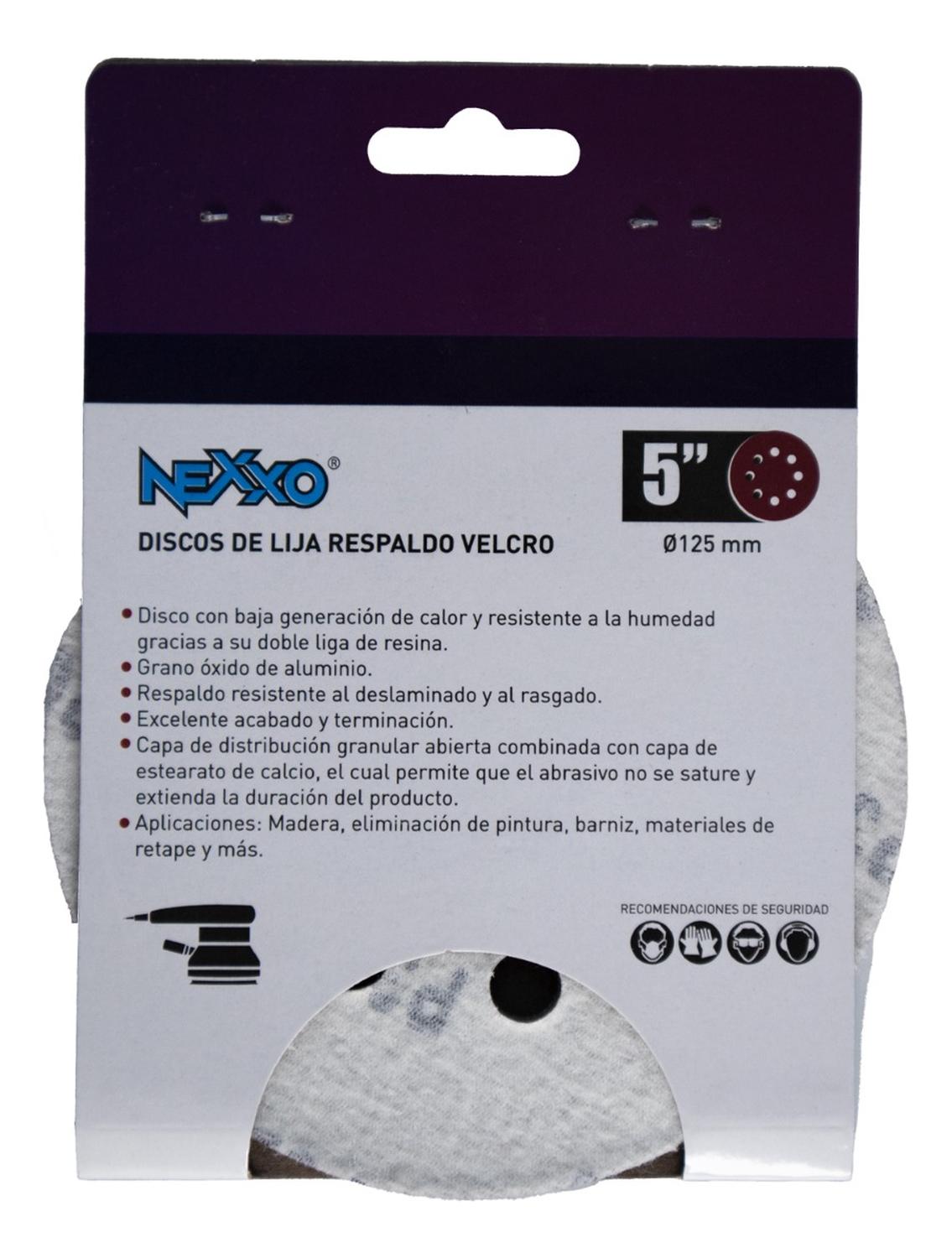Pack 5 Discos De Lija Con Velcro 5'' (125mm) G320 - Nexxo - Herram.cl
