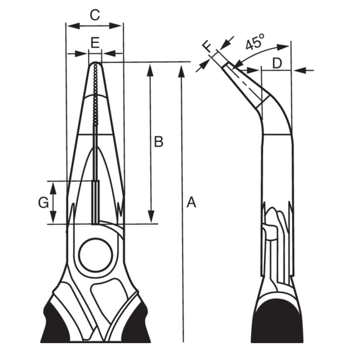 Alicate Punta Curva 45° 200mm Bahco 2427 D-200 - Herram.cl