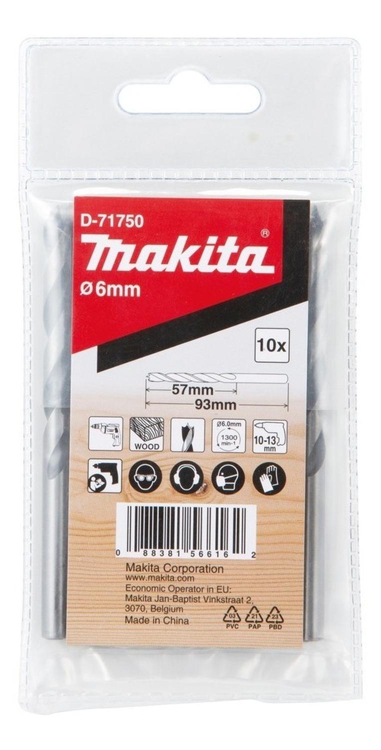Pack 10 Brocas Para Madera 6x93mm - Makita - Herram.cl
