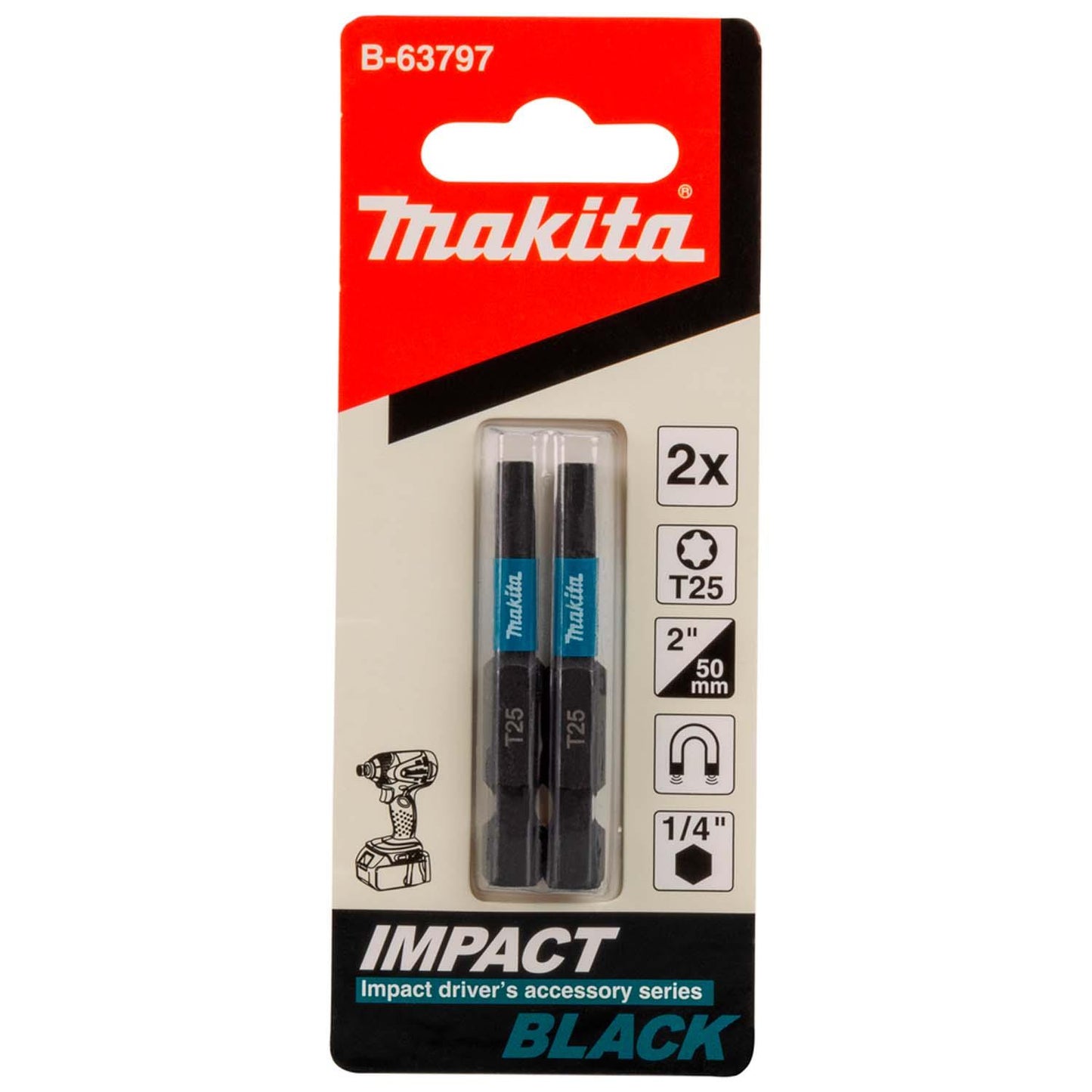Puntas Impact Black T25 - 50mm 2 Pzas - Makita - Herram.cl