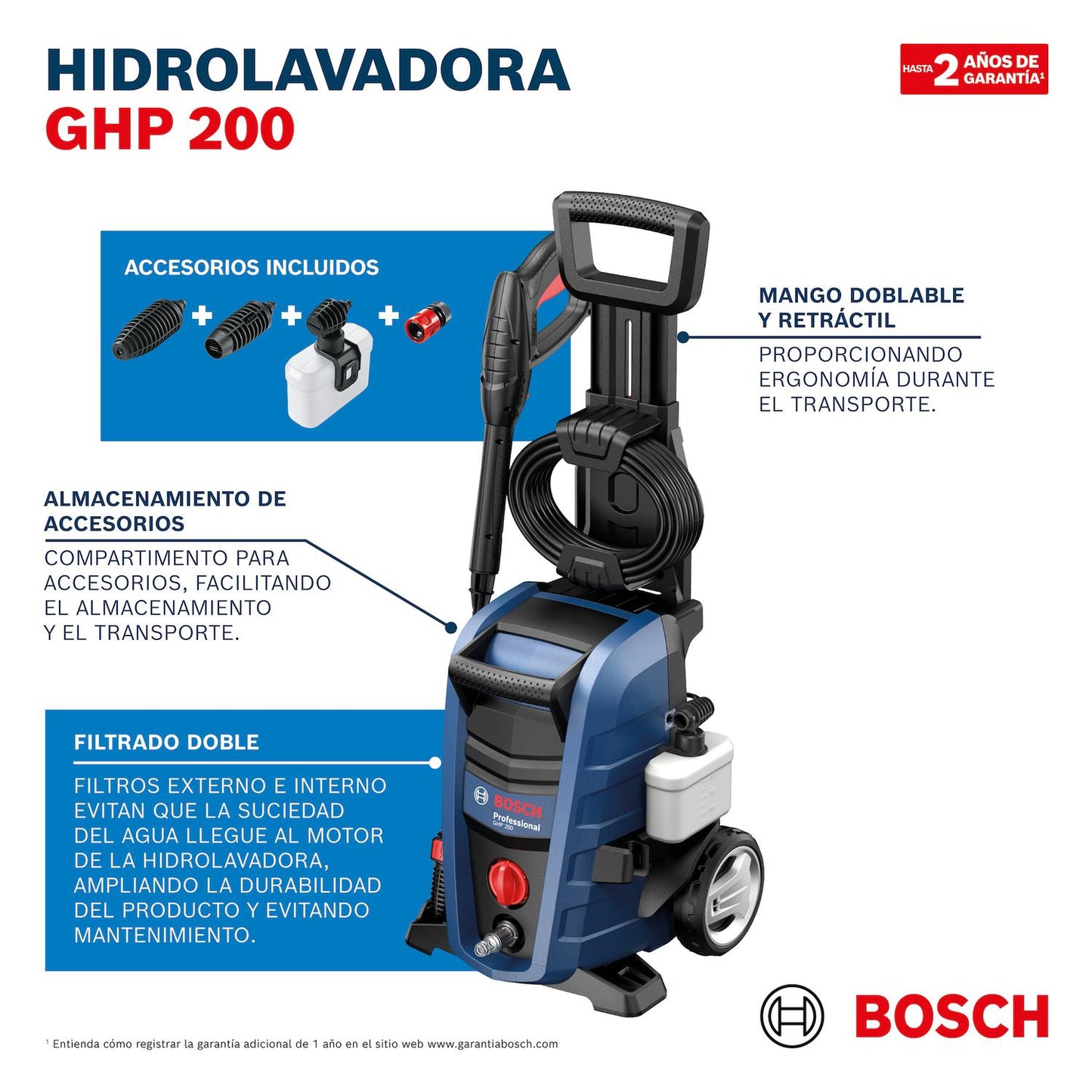 Hidrolavadora GHP 200 | 1.700 W | 138 Bar | 6m - Bosch - Herram.cl