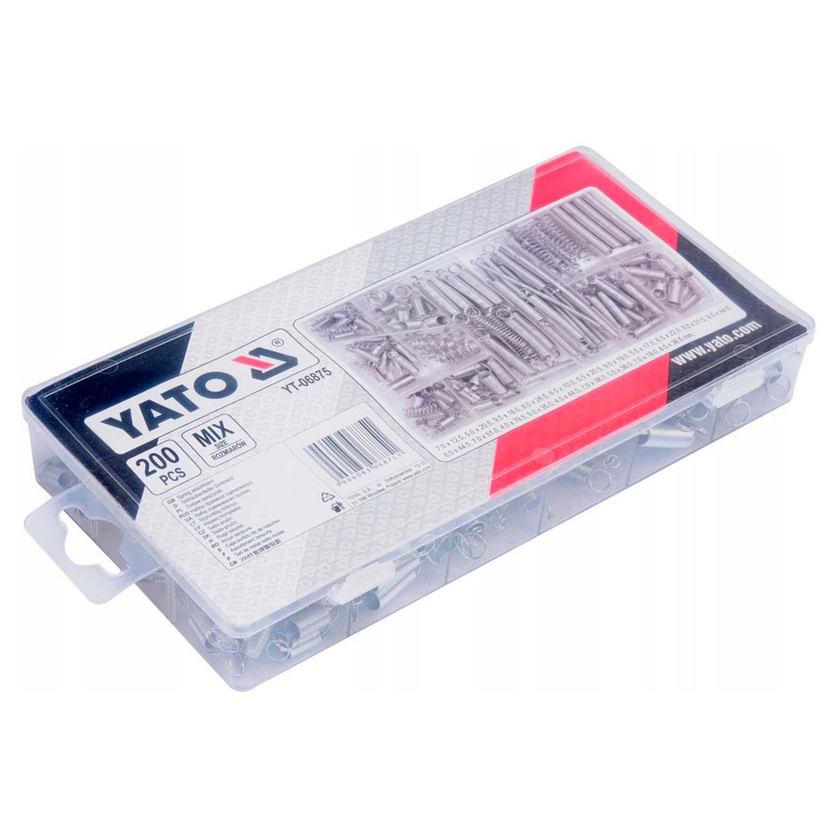 Surtido de Resortes YATO YT-06875 200 Pzs 20 Medidas Acero - Herram.cl