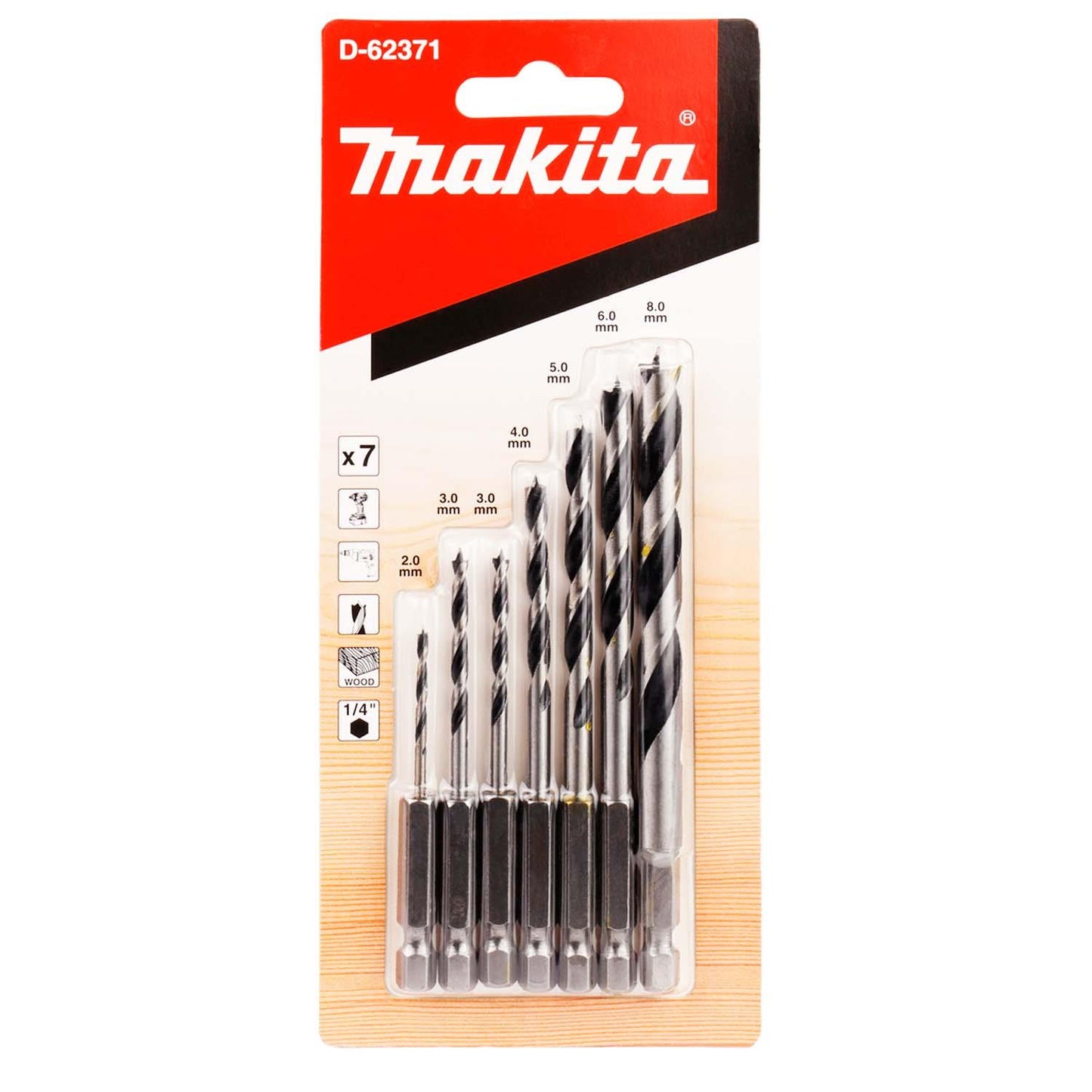 Set Brocas Para Madera 2, 3, 4, 6, 8mm 7 Pzas. - Makita - Herram.cl