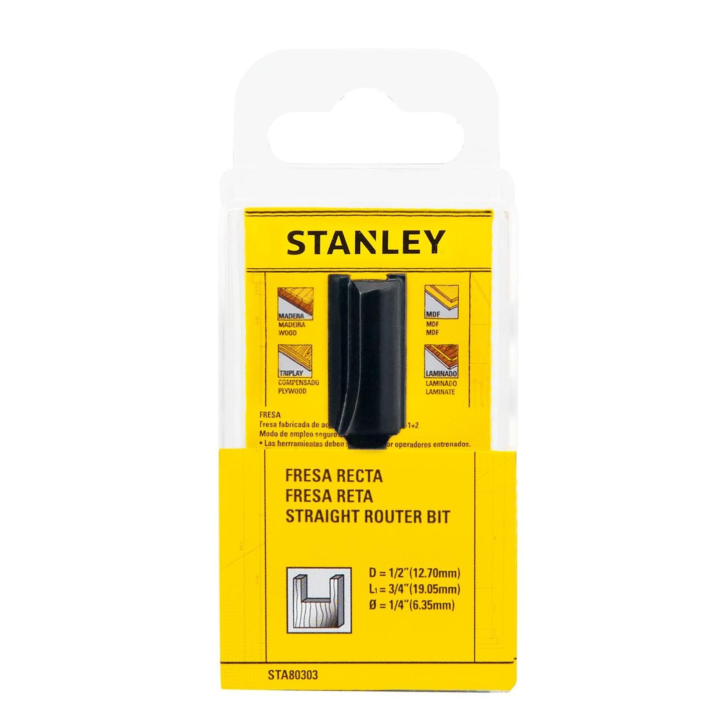 Fresa Recta Toma 1/4'' 1/2''x3/4'' - Stanley - Herram.cl