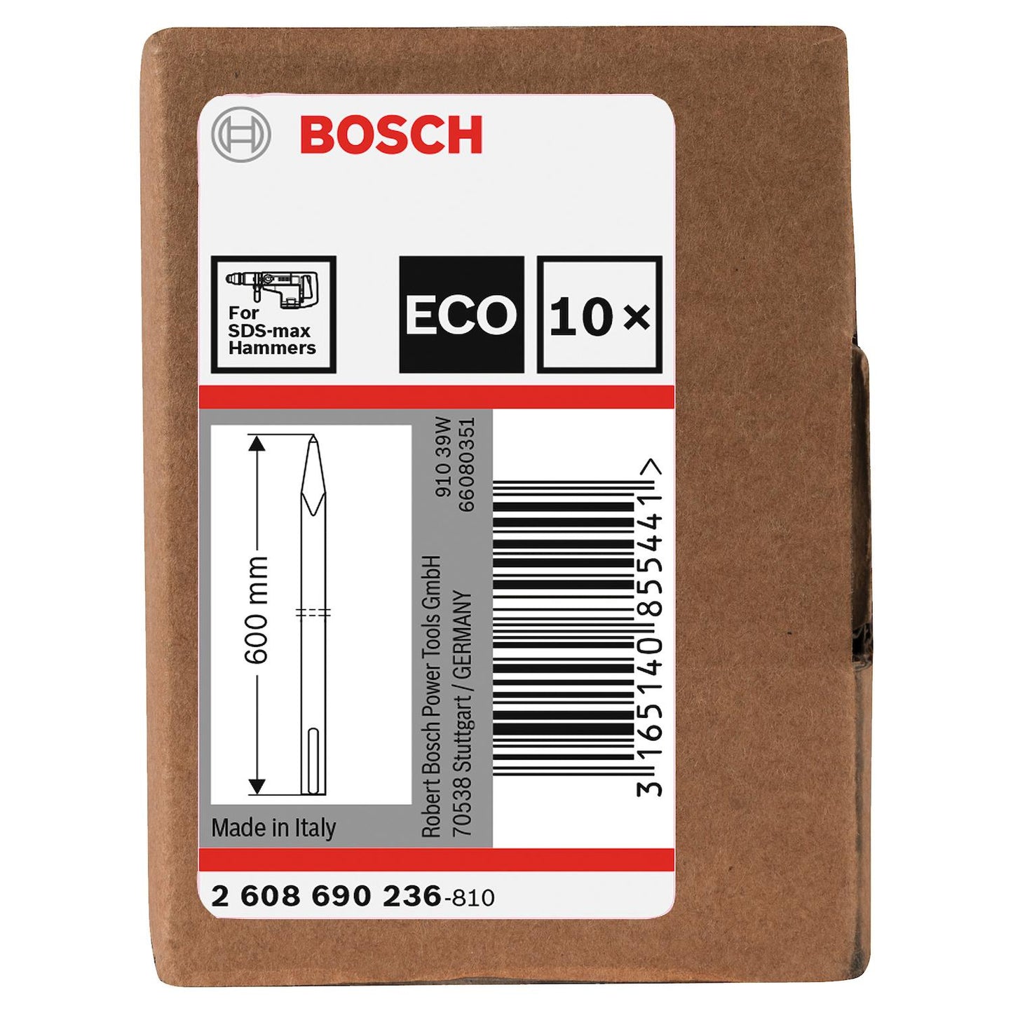 Pack 10 Cinceles Punta Eco Encastre SDS - Max 600mm Bosch - Herram.cl