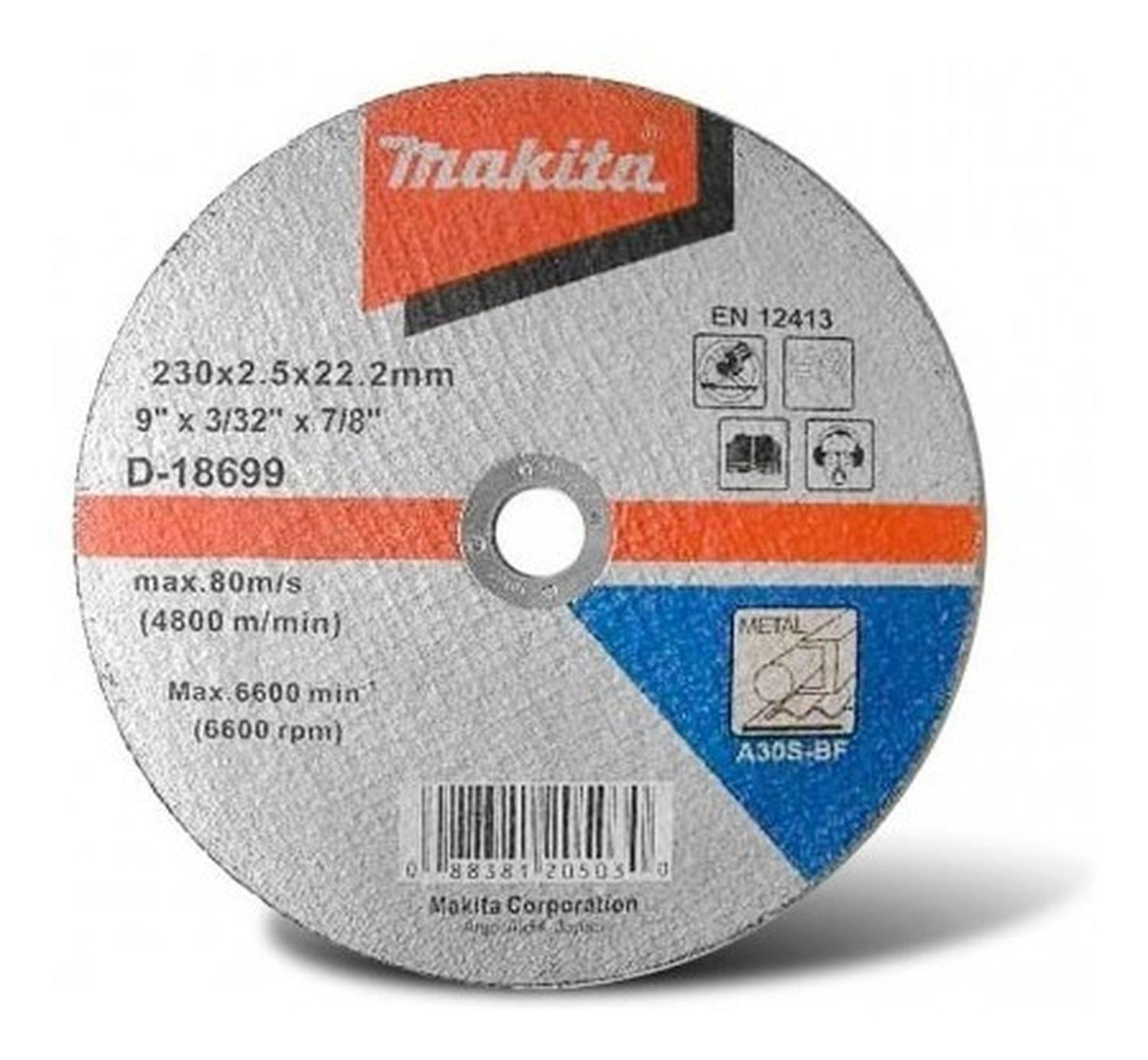 Discos Corte Metal Recto 9''x2,5mm A30S - Makita - Herram.cl