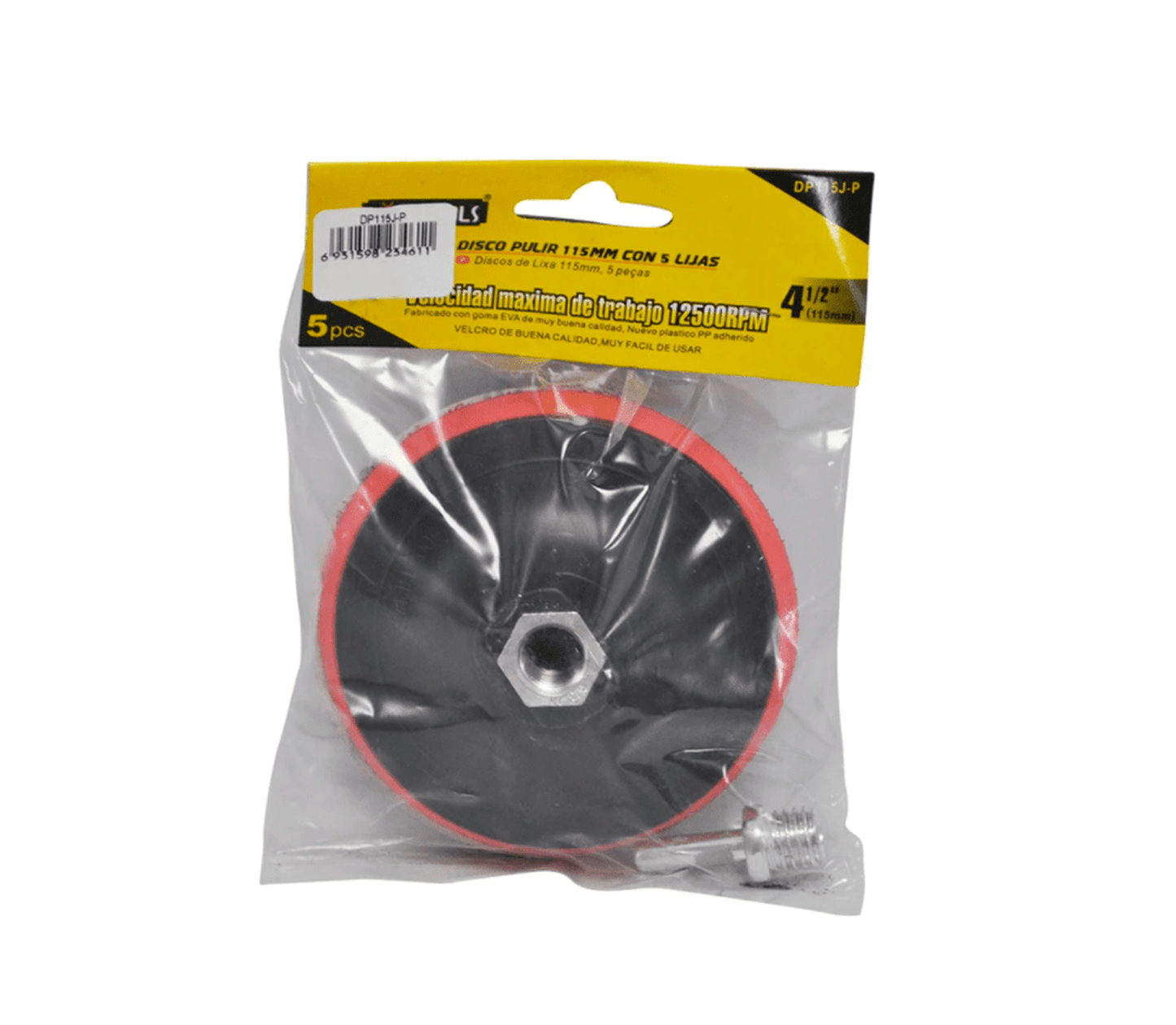 Plato de Goma Con Velcro 4 1/2'' + 5 Lijas - Uyustools - Herram.cl