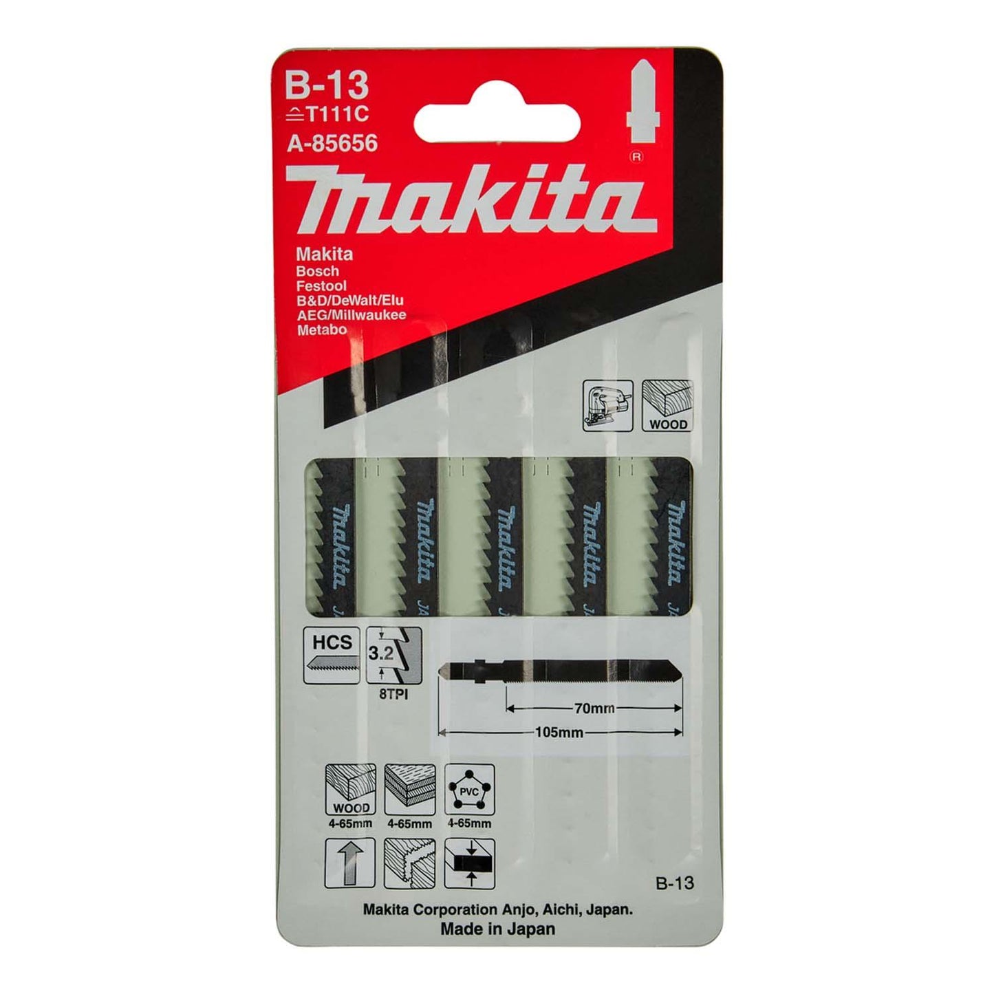 Set 5 Hojas De Calar Madera, Plástico 80mm /9T - Makita - Herram.cl
