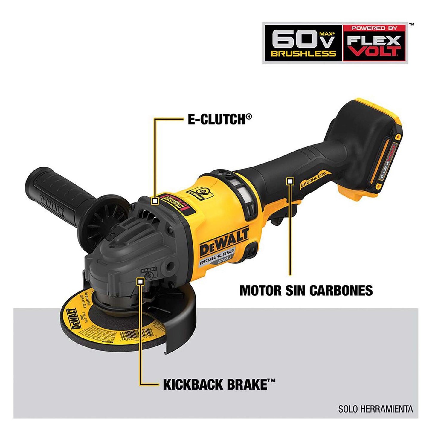 Esmeril Angular Inalámbrico Flexvolt 60V 4 - 1/2'' - DeWALT - Herram.cl