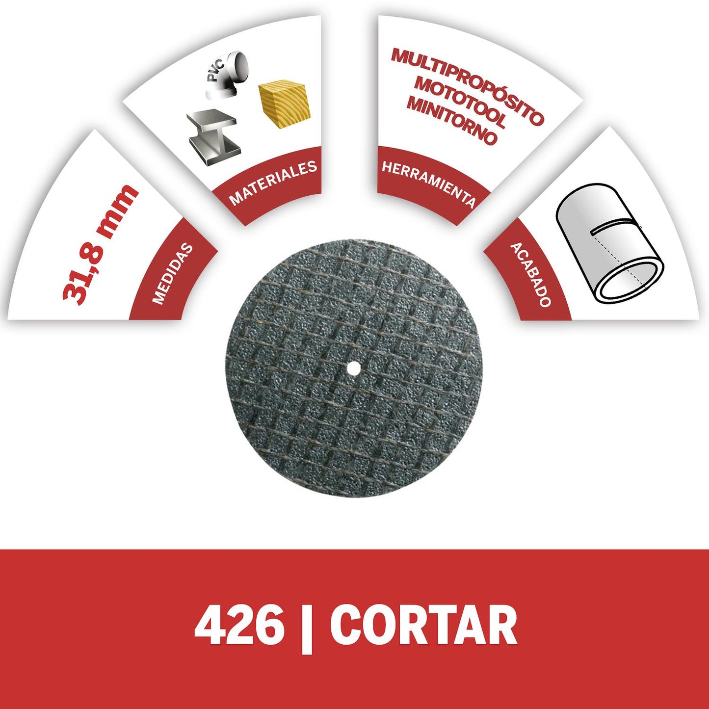 5 Discos Reforzado De Corte 31,8 x 1,1mm (426) - Dremel - Herram.cl