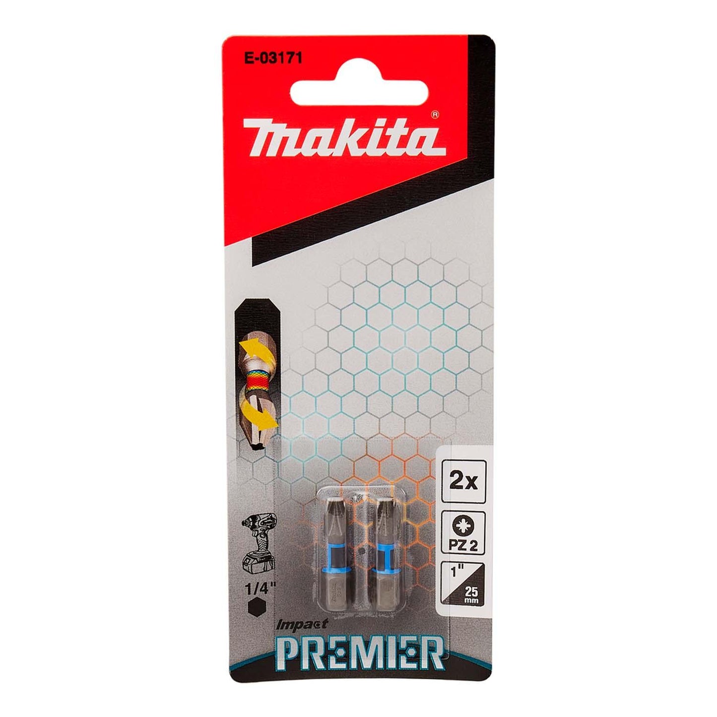 Puntas Impact Premier PZ2 - 25mm 2 Pzas - Makita - Herram.cl