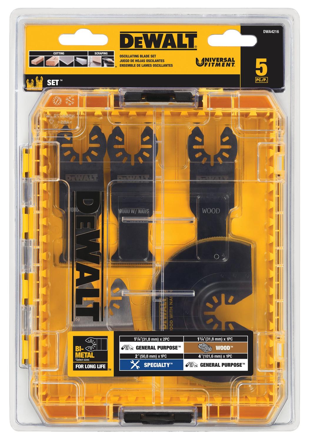 Kit De Accesorios Oscilantes Para Multiherramienta 5 Piezas - DeWALT - Herram.cl