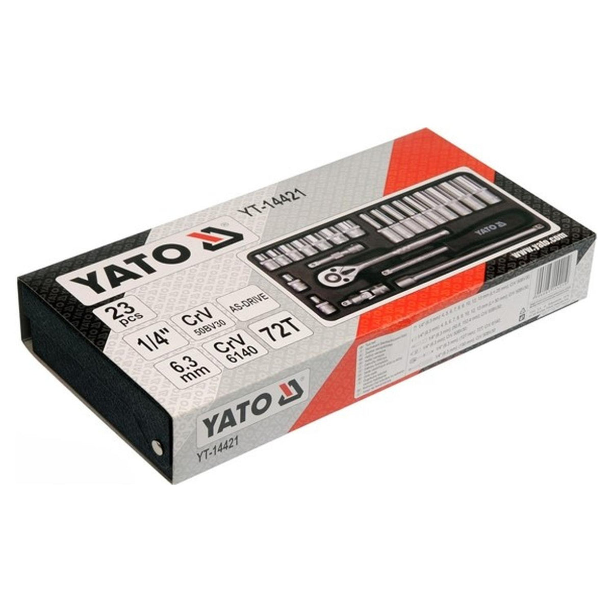 Juego 23 Dados con Chicharra Yato YT-14421 1/4'' 4-13mm - Herram.cl