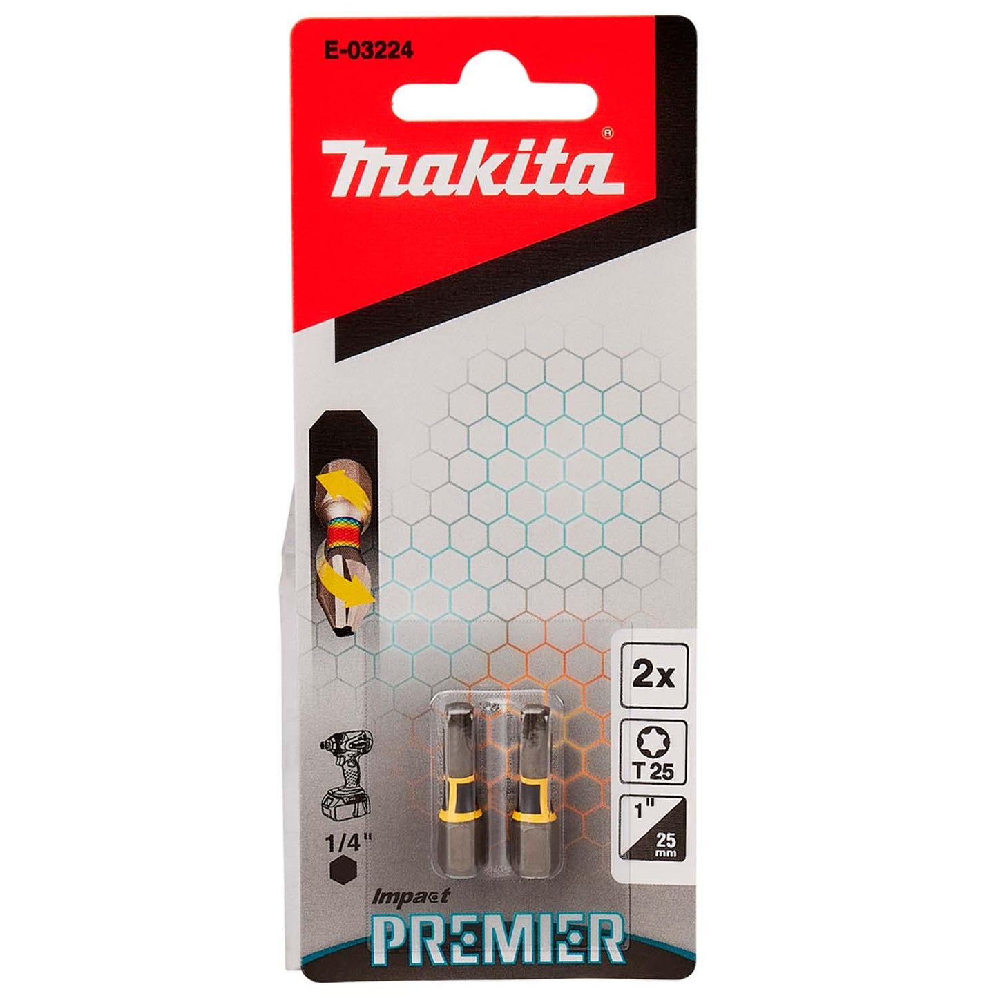 Puntas de Torsión Impact Premier T25 25mm 2 Pzas - Makita - Herram.cl