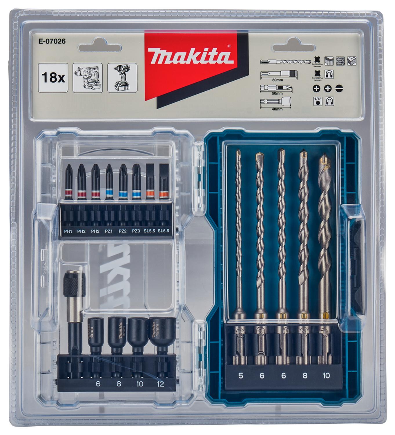 Set Brocas SDS - Plus Y Puntas 18 Pzas - Makita - Herram.cl