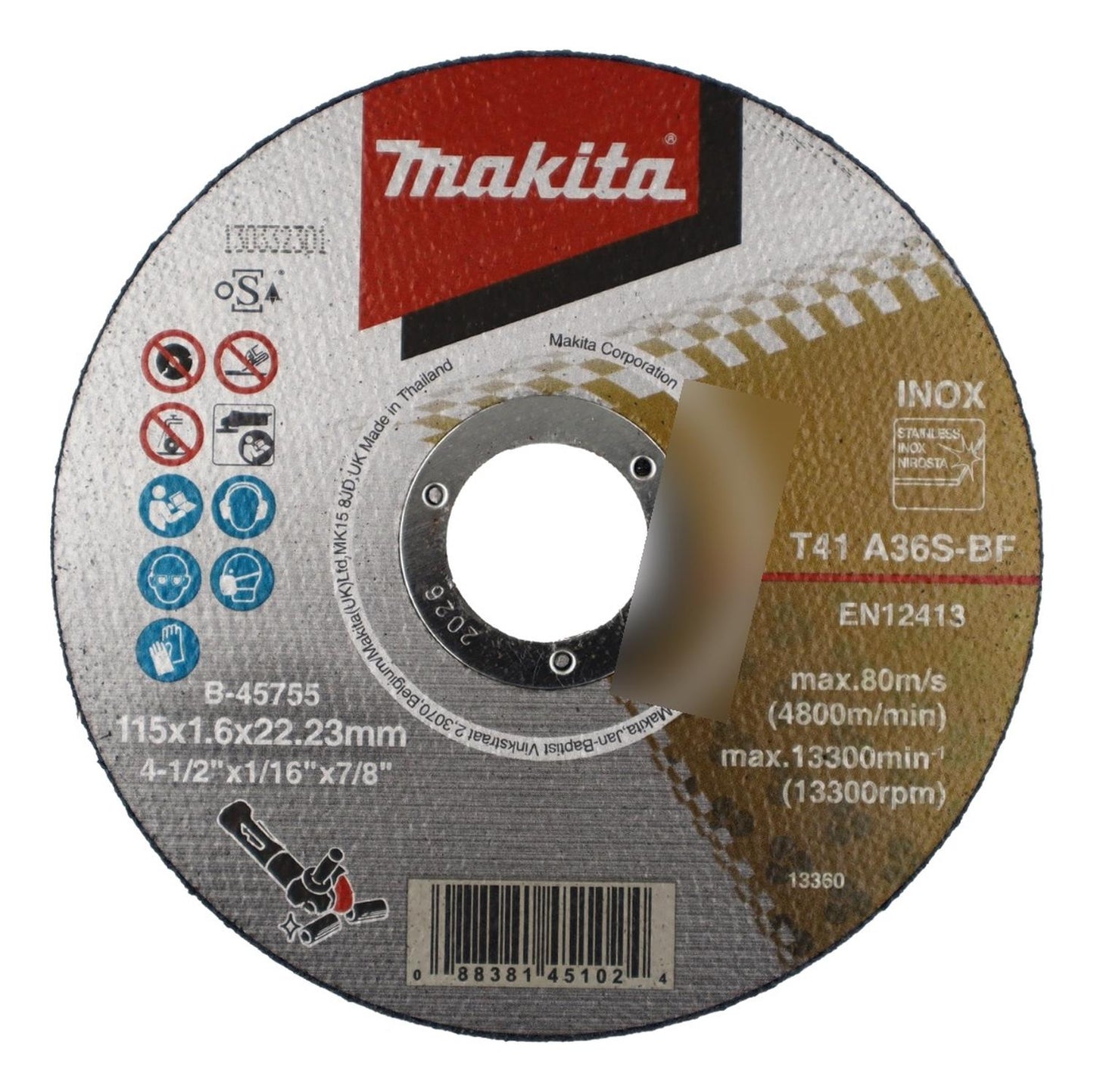 Disco Corte Acero Inox 4 1/2'' X 1,6mm - Makita - Herram.cl
