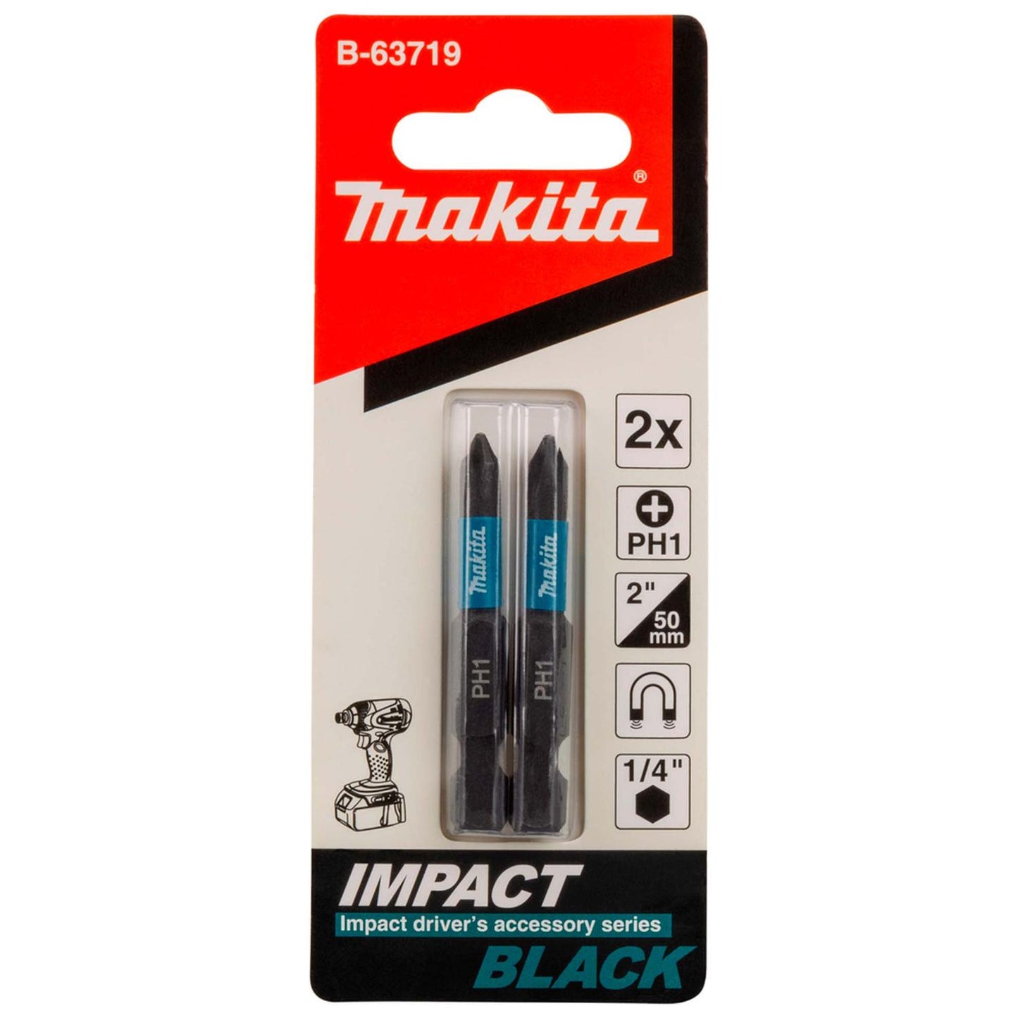 Puntas Impact Black PH1 - 50mm 2 Pzas - Makita - Herram.cl