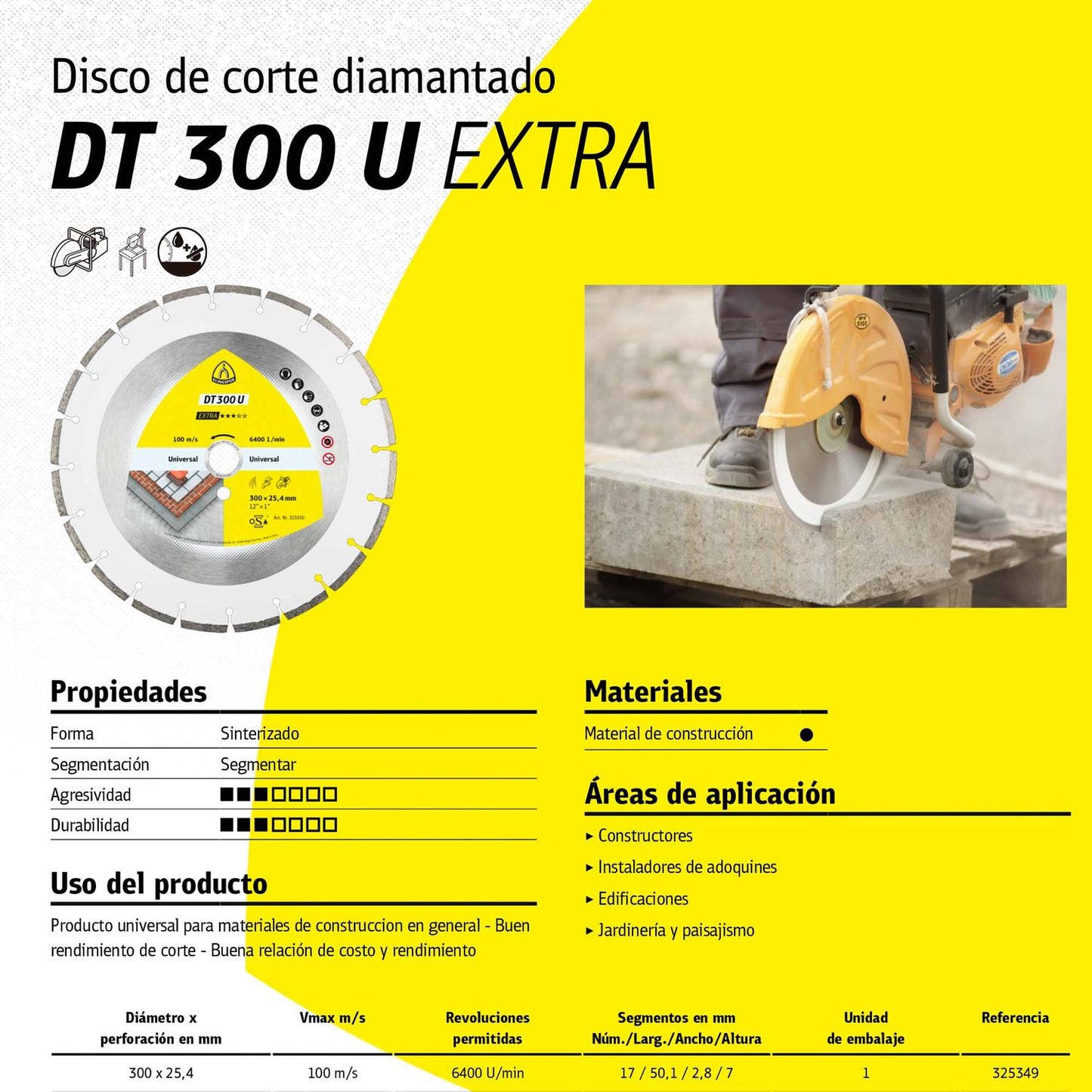 Disco Diamantado Segmentado 12''x1'' - Klingspor - Herram.cl