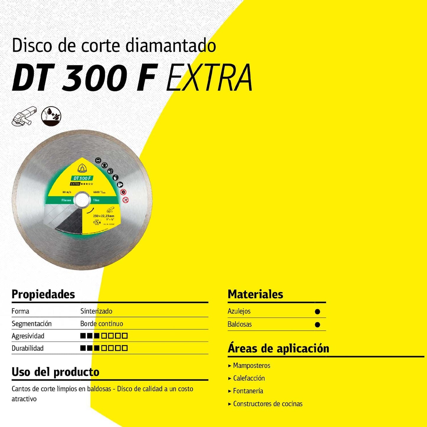 Disco Diamantado Continuo DT300F 7''x1,6mm - Klingspor - Herram.cl