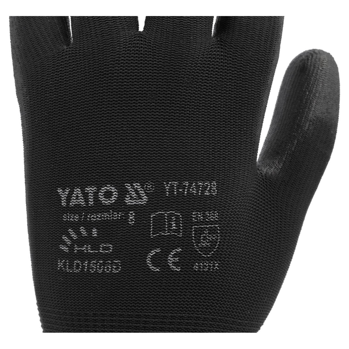 Guantes Trabajo Nylon PU YATO YT-74728 Talla 8 Negro EN388 - Herram.cl