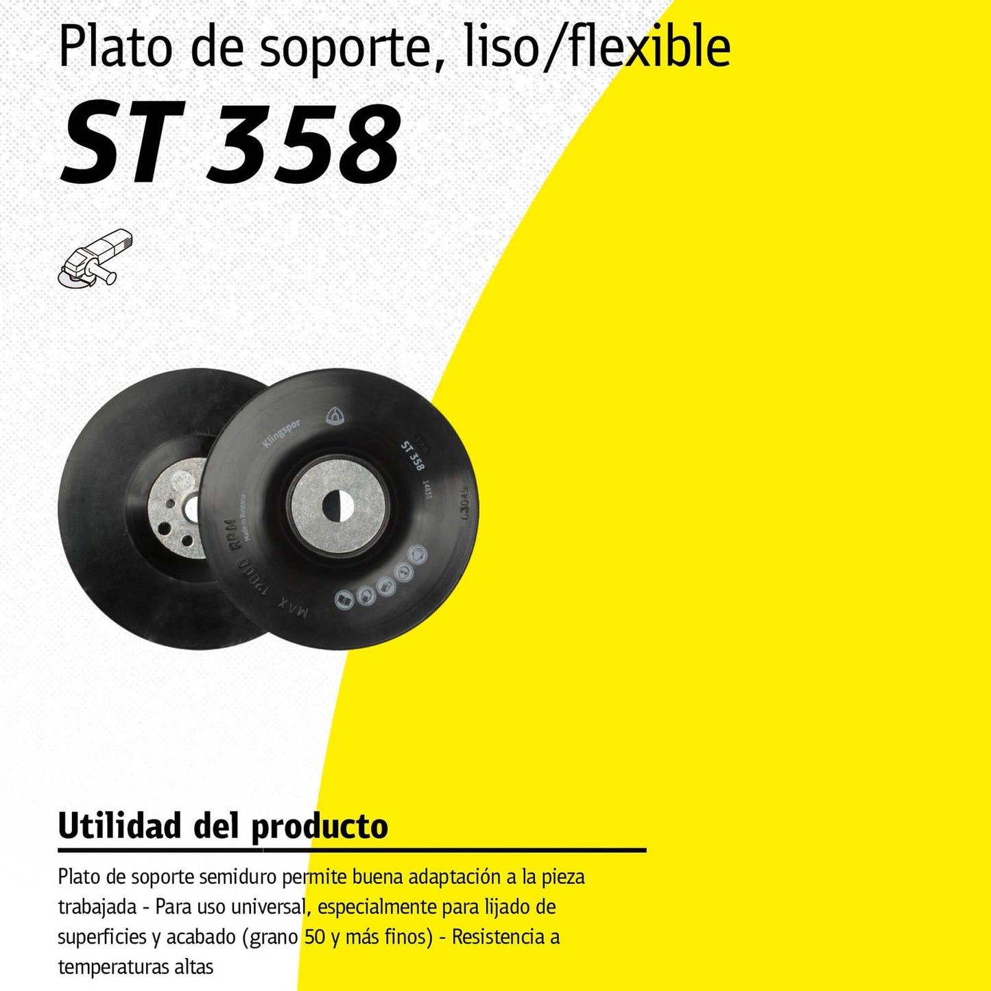 Plato Soporte Liso/Flexible ST358 7'' / M14 - Klingspor - Herram.cl
