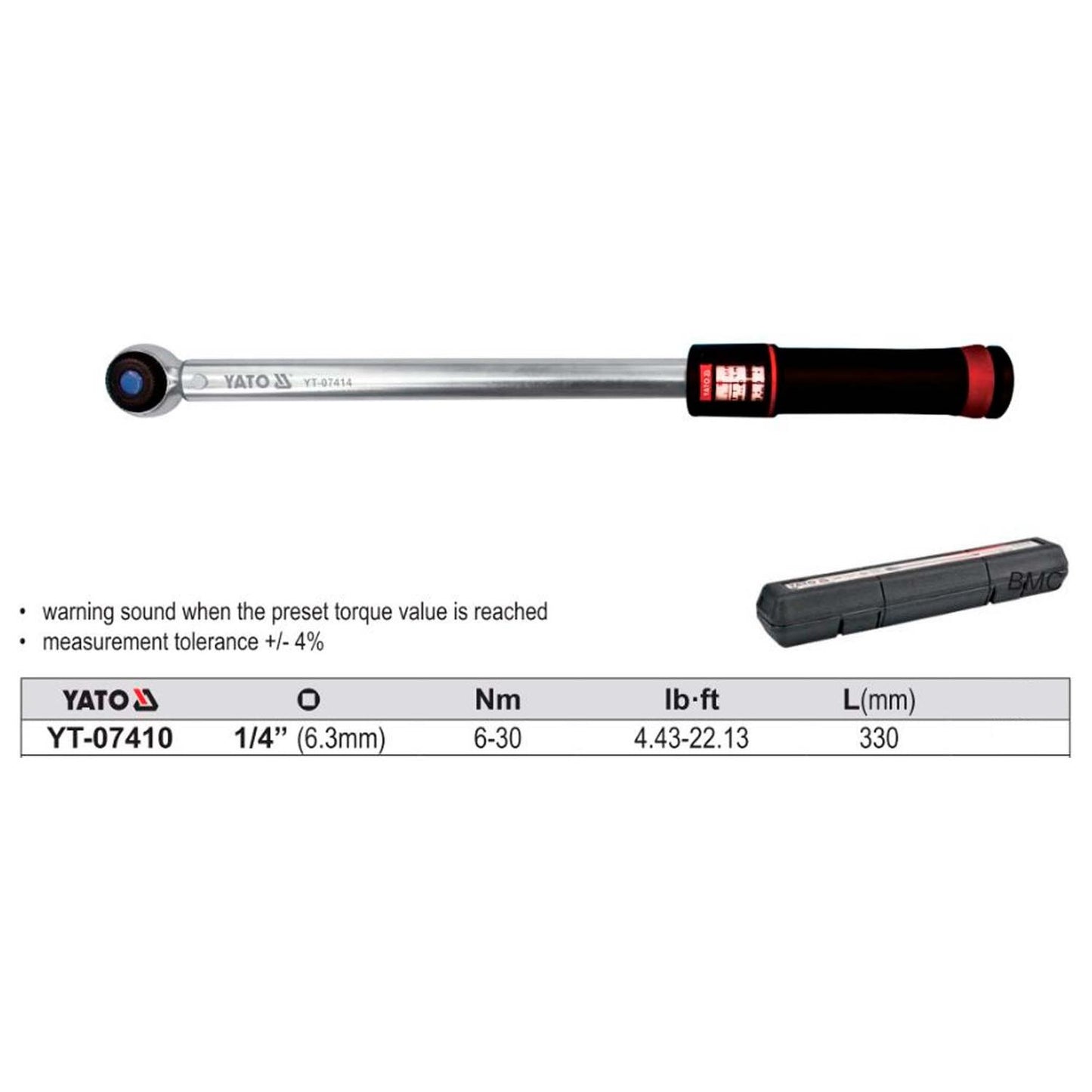 Llave Torque 1/4'' 6 - 30 Nm YT - 07410 - Yato - Herram.cl