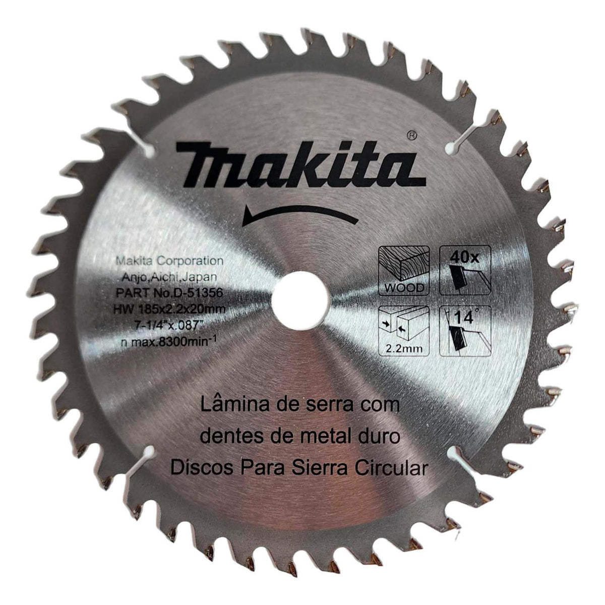 Disco De Sierra 7 - 1/4''x2,2x20mm 40 D Madera - Makita - Herram.cl