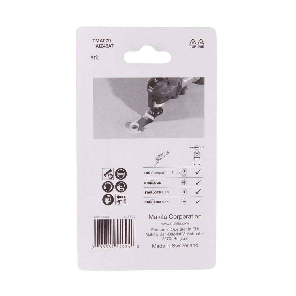 Hoja de inmersión HM/TC Metal 45x40mm / 23 TPI - Makita - Herram.cl