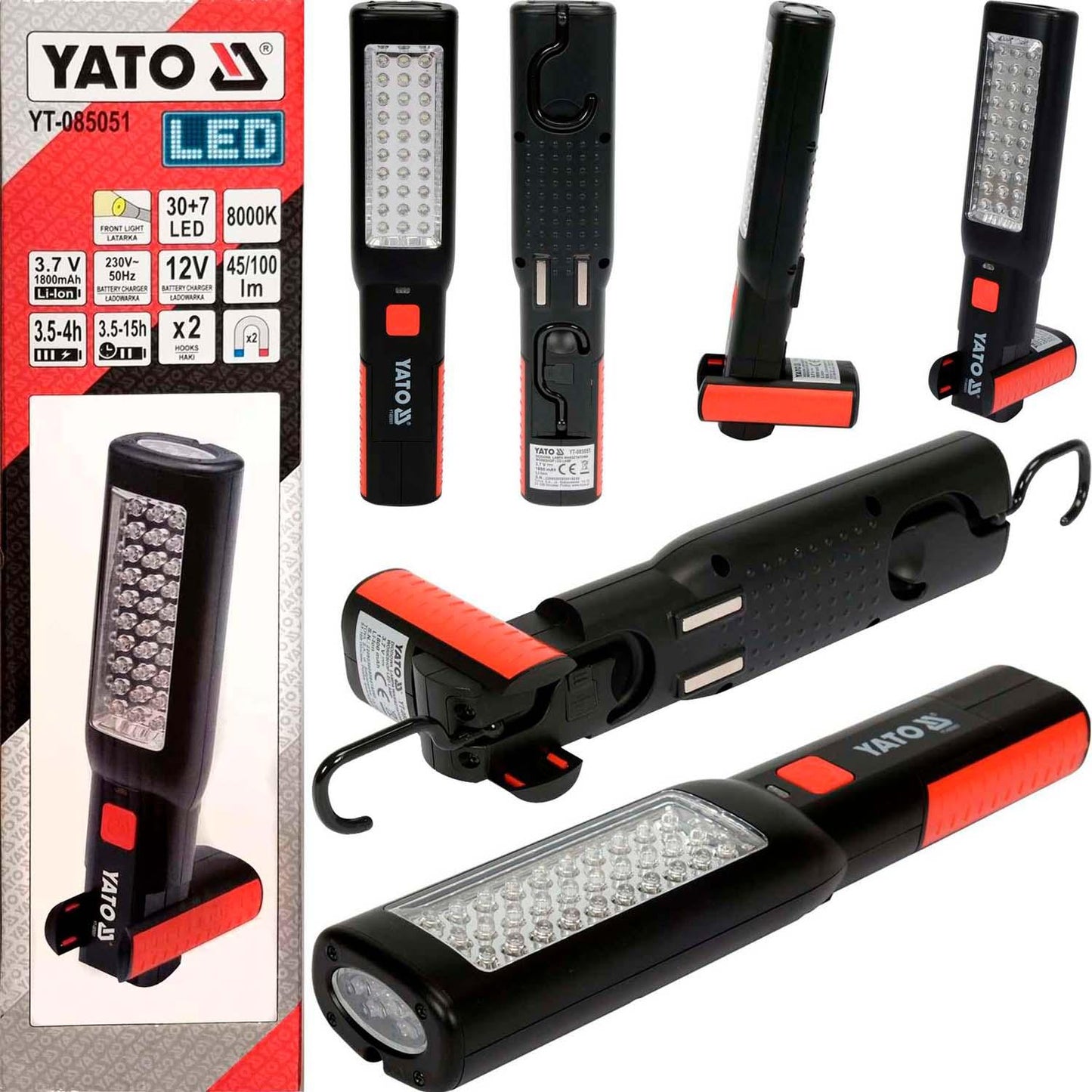 Lámpara LED de Taller Recargable 30+7 LEDs - Yato - Herram.cl