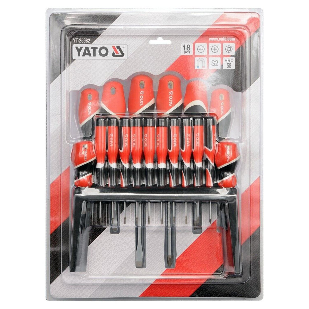 Set 18 Destornilladores YATO YT-25982 Plano Phillips Torx S2 - Herram.cl