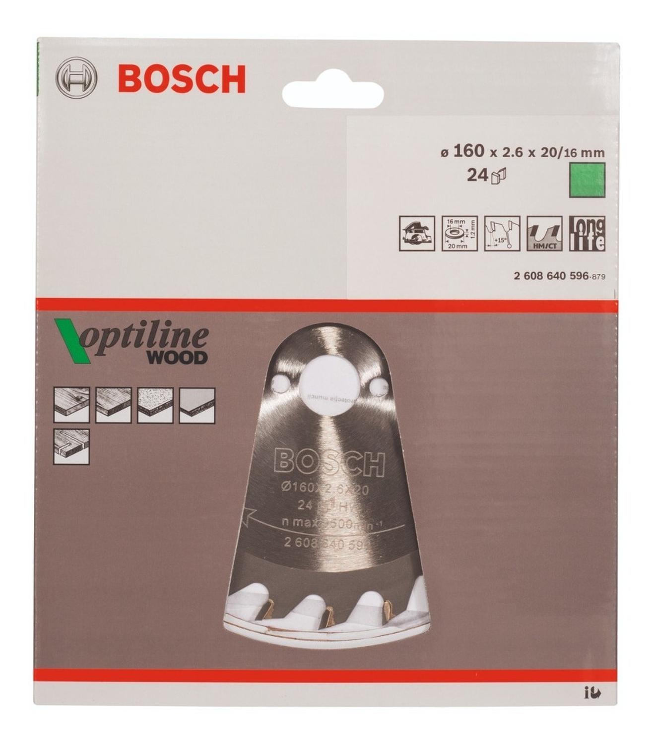 Disco De Sierra Circular Optiline 160mm 24 Dientes Bosch - Herram.cl