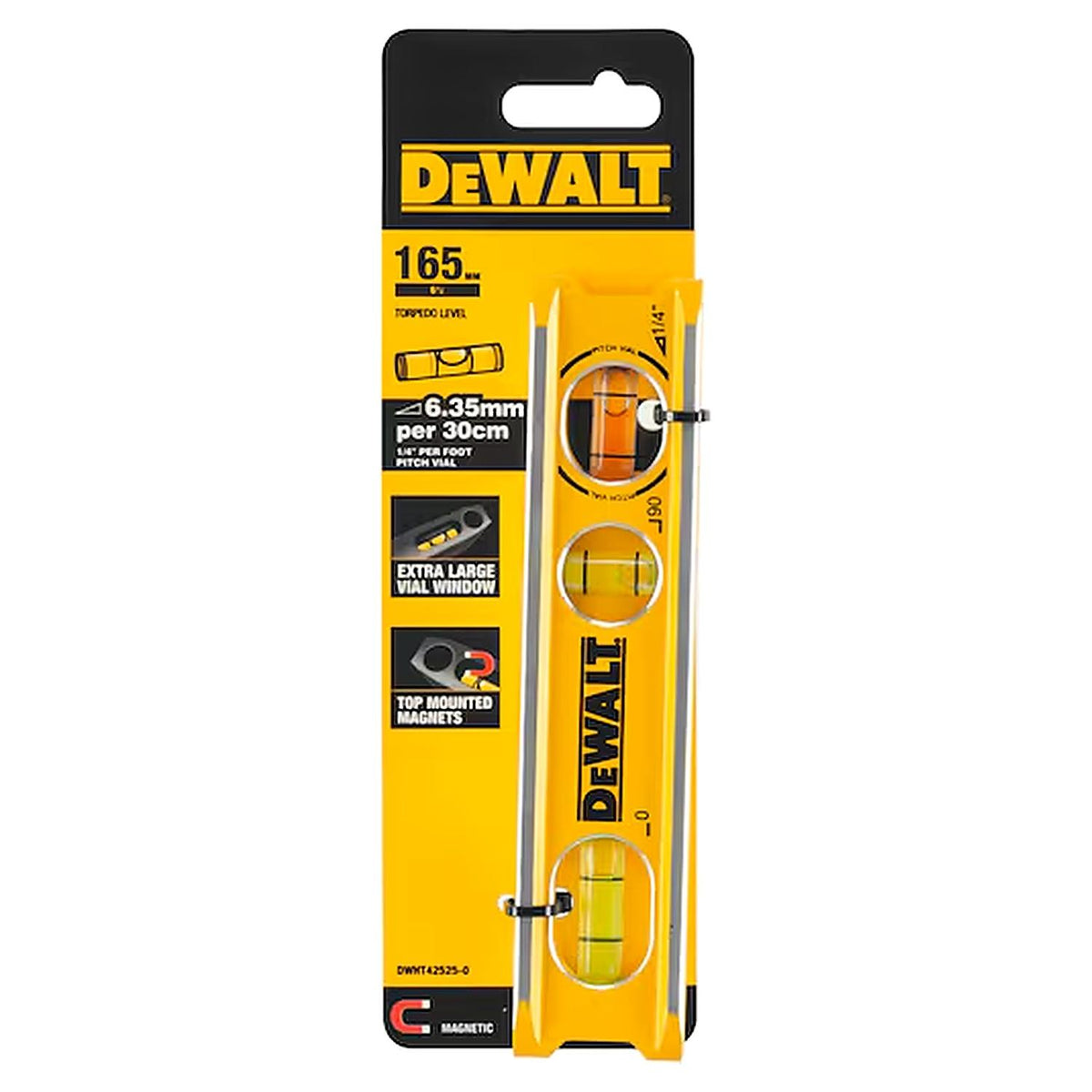 Nivel Torpedo Billet DeWalt Magnético Aluminio 16,5 cm 6.5'' - Herram.cl