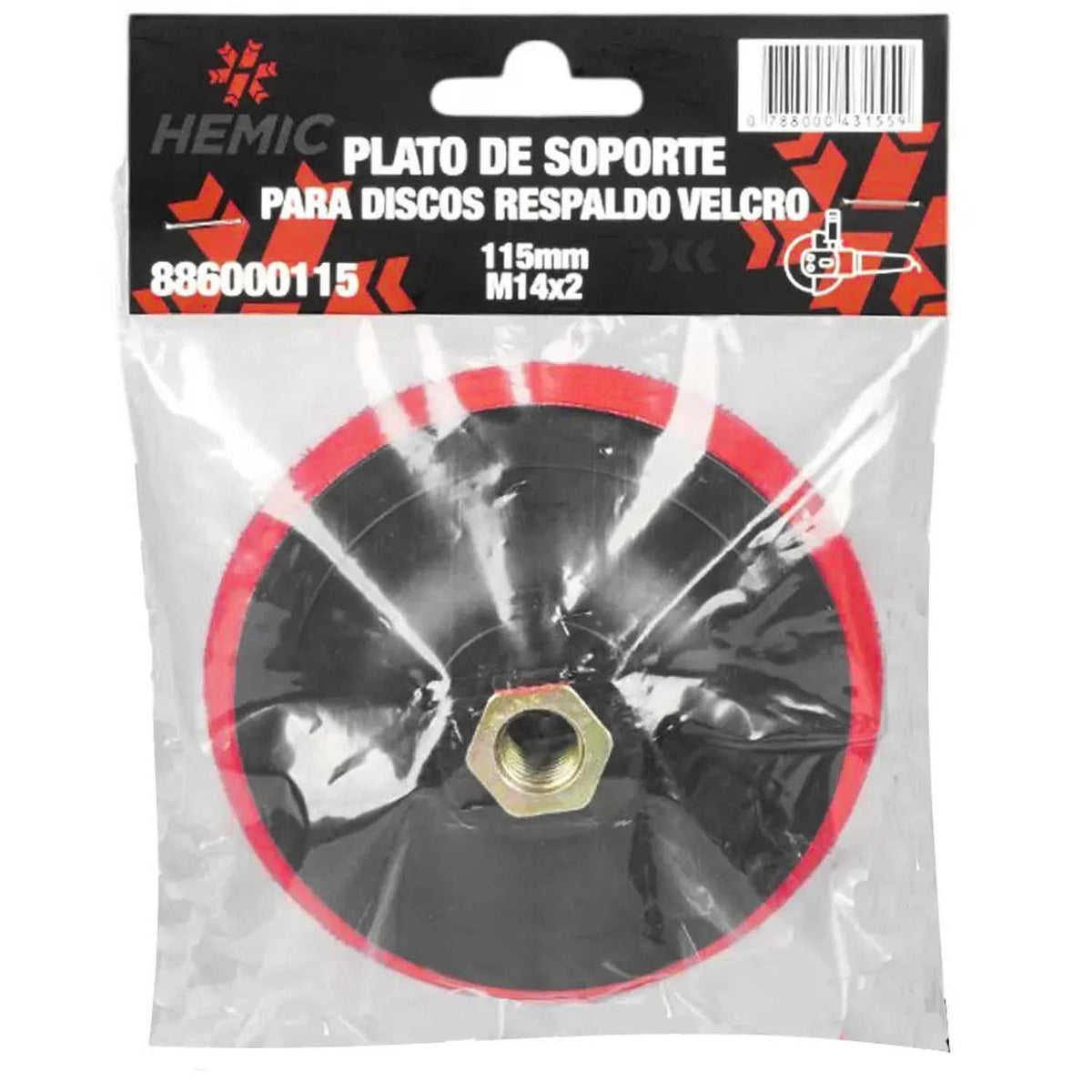 Plato Soporte Disco Lija Velcro 115mm - HEMIC - Herram.cl