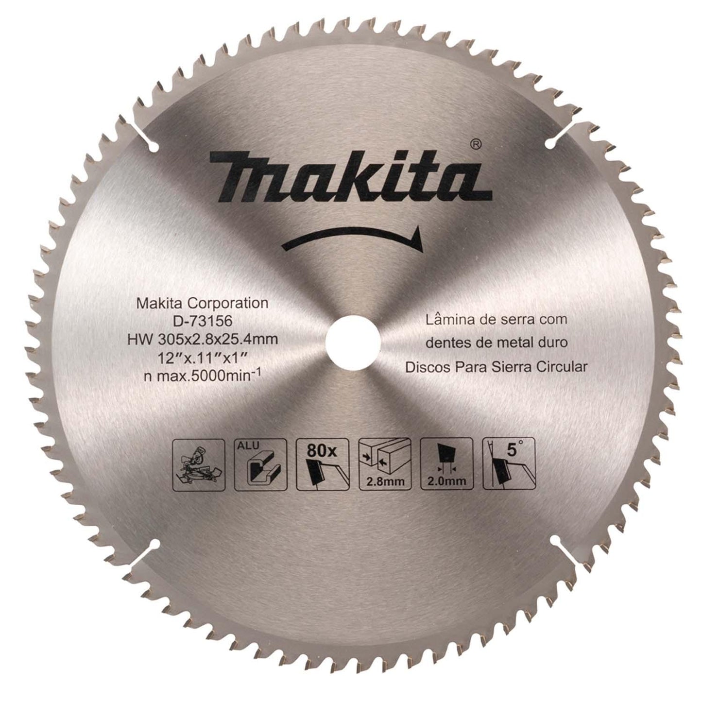 Disco De Sierra Para Aluminio 12''x0.11''x1'' 80D - Makita - Herram.cl