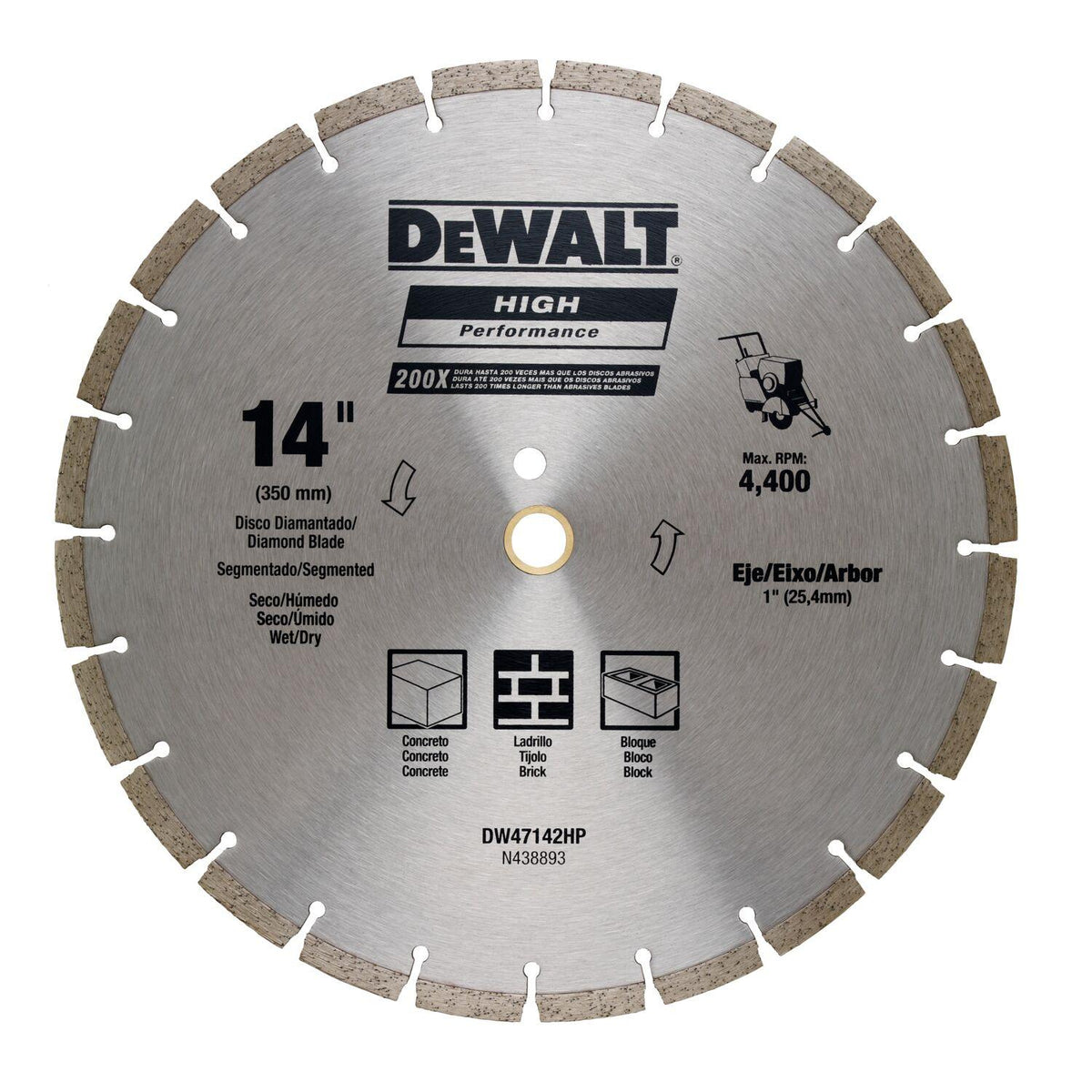 Disco Diamantado Dewalt 14'' Segmentado HP DW47142HP - Herram.cl