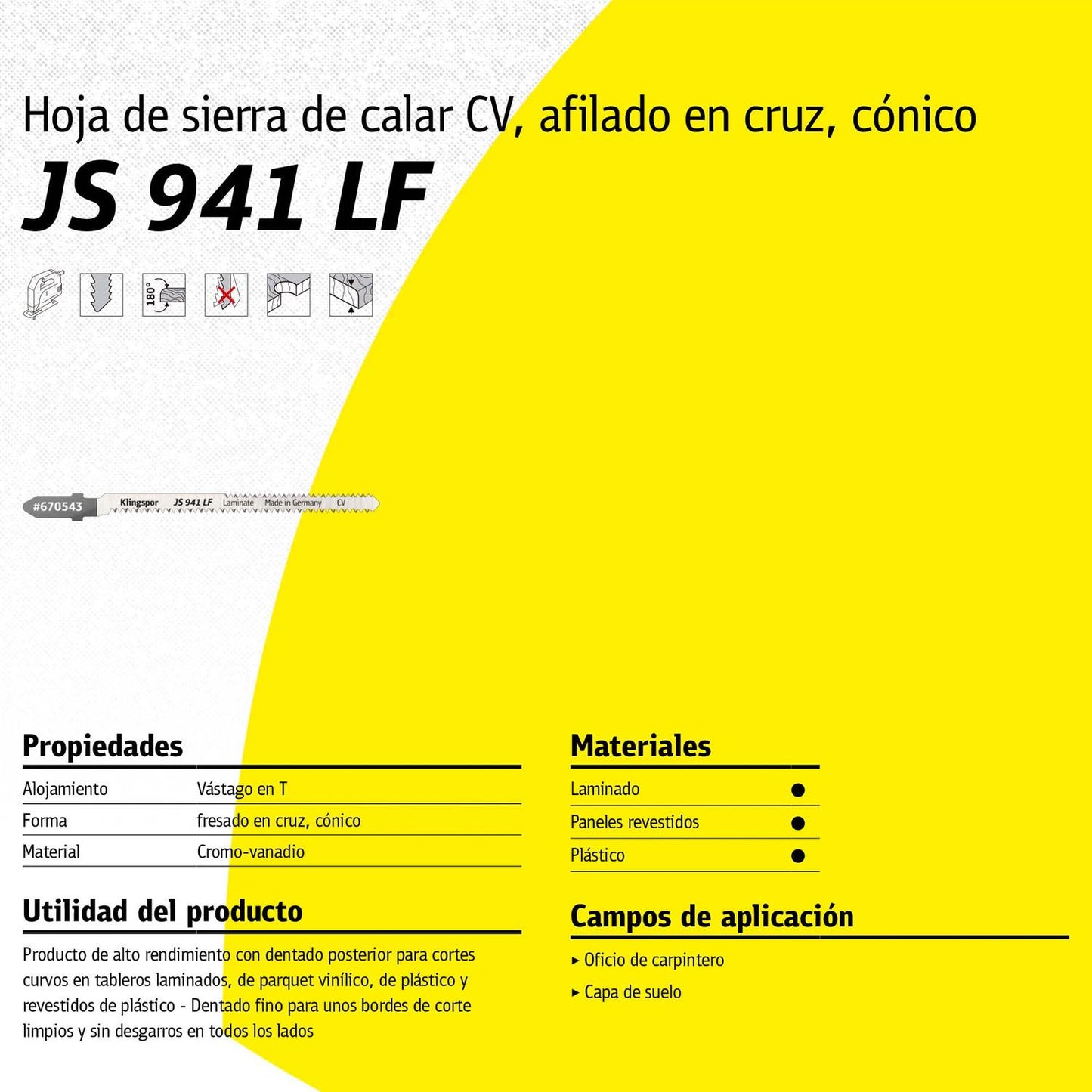 Hoja de Calar JS941 LF Laminados 100mm 5 Pzas. - Klingspor - Herram.cl