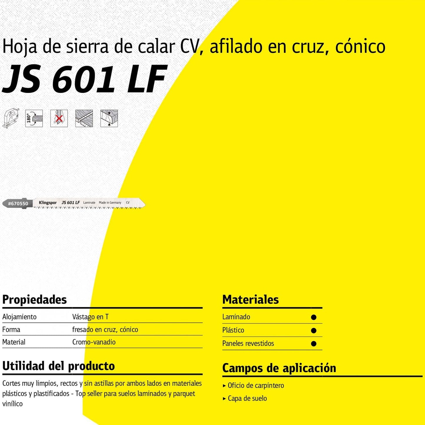 Hoja de Calar JS601 LF Laminados 100mm 5 Pzas. - Klingspor - Herram.cl