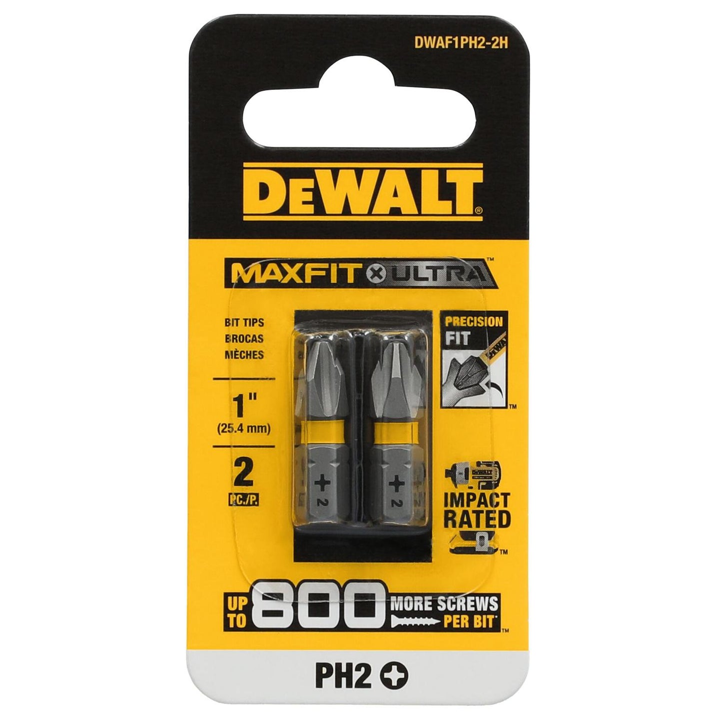Puntas MAXFIT - ULTRA PH2 - 1'' (25.4mm) 2 Pzas - DeWALT - Herram.cl