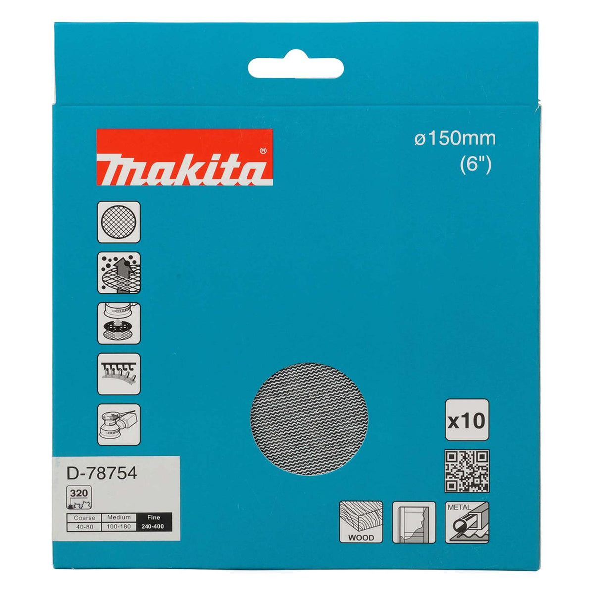 Pack 10 Discos Malla Abrasiva con Velcro 6'' - Makita - Herram.cl