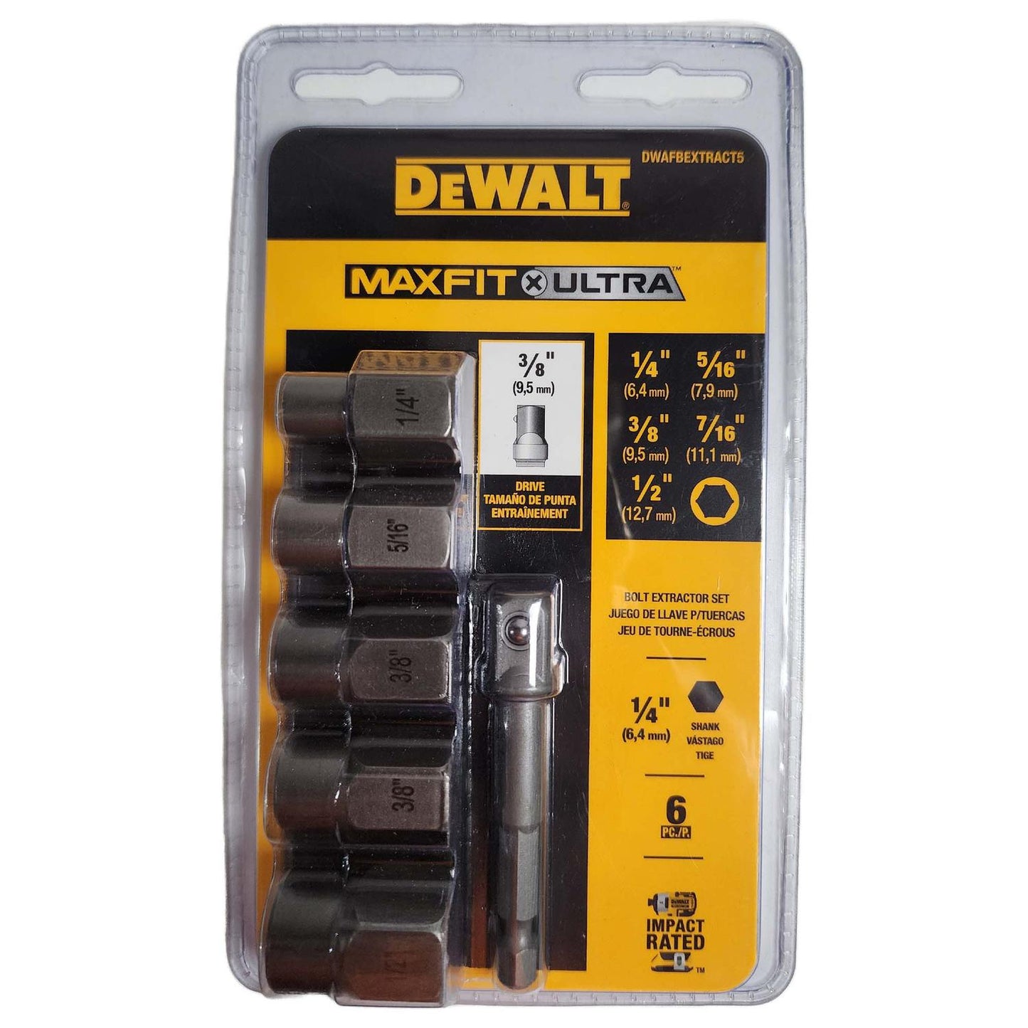 Juego De Extractores De Perno Maxfit Ultra 6 Pzas - Dewalt - Herram.cl