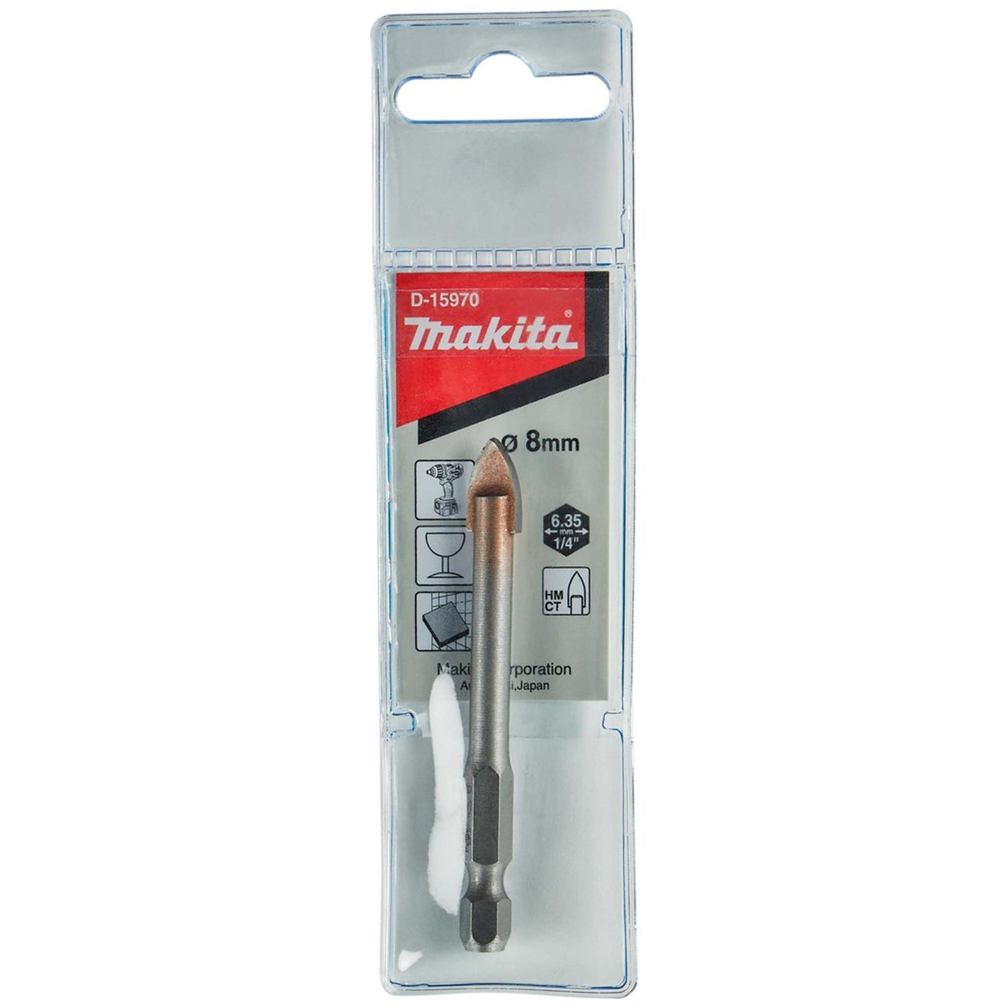 Broca Vidrio 8x70mm (Toma Hex. 1/4'') - Makita - Herram.cl